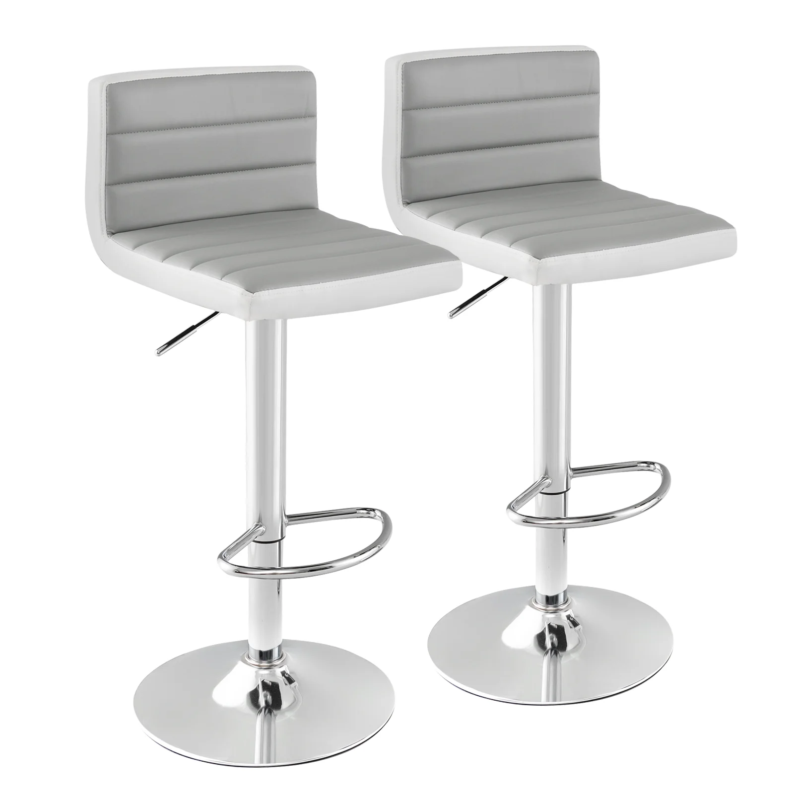 Adjustable Barstool Set, 2 Pack, PU Leather, Gray - Image 4