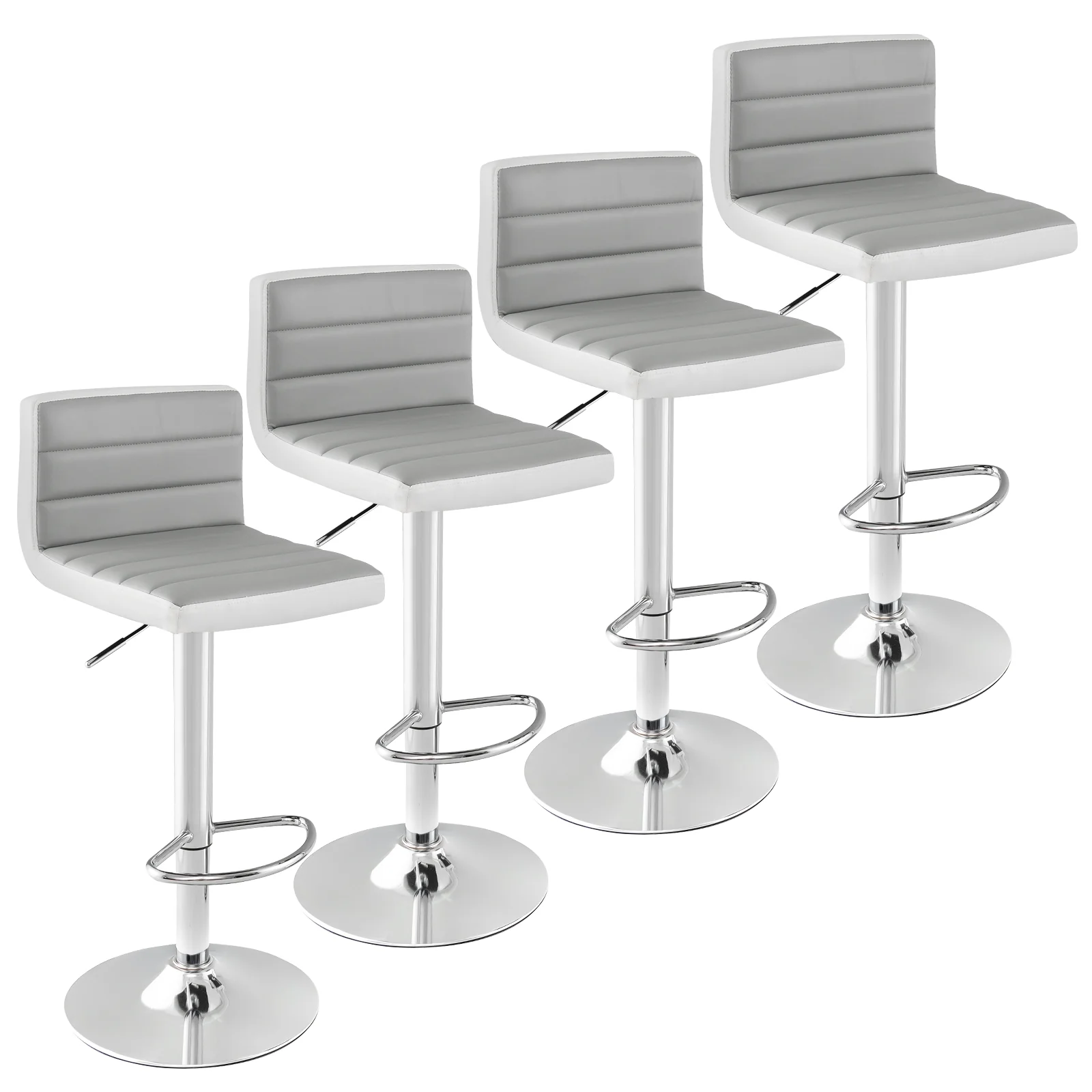 Adjustable Barstool Set, 2 Pack, PU Leather, Gray - Image 5