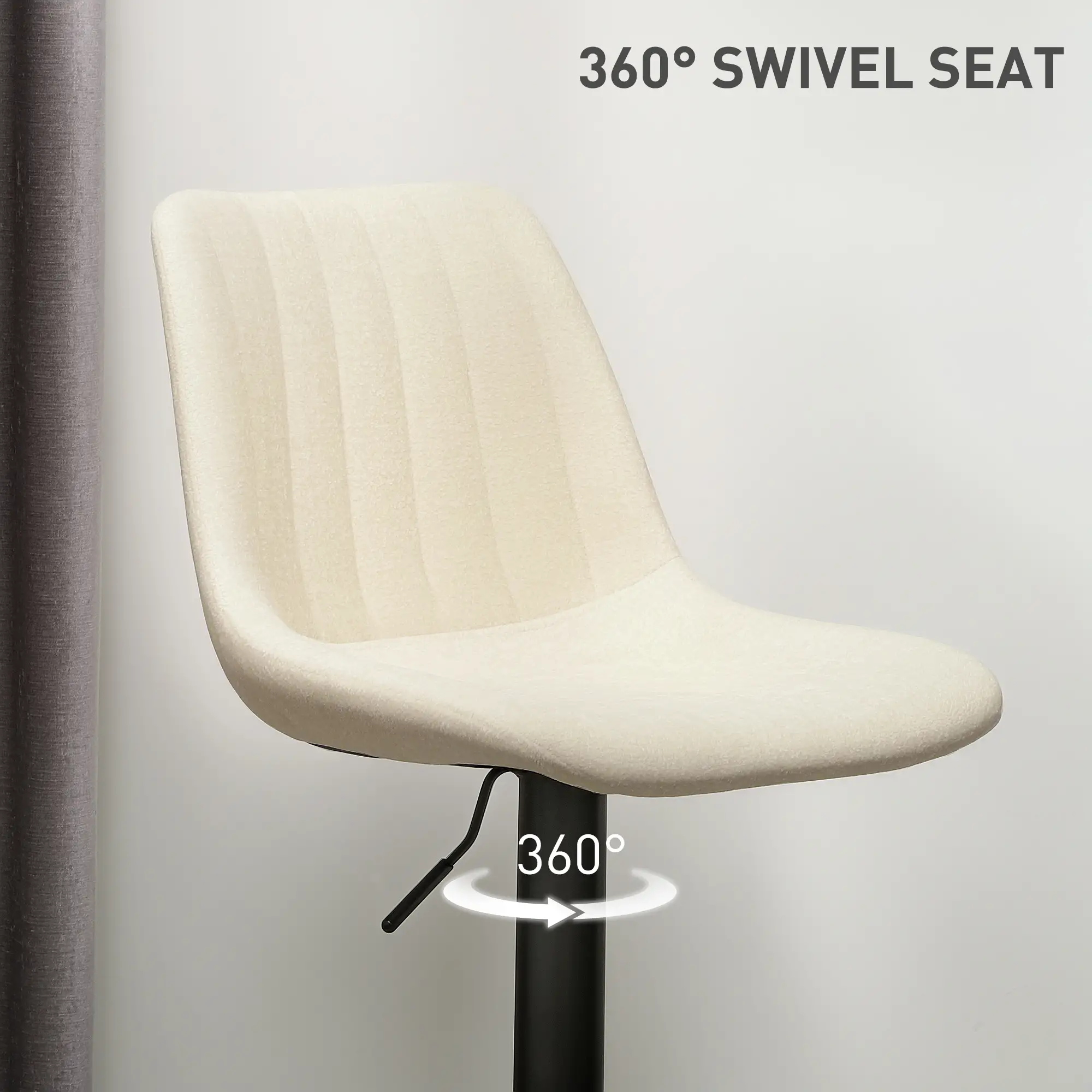 Adjustable Barstools Set of 2, Swivel with Back, Footrest, Beige - Image 6