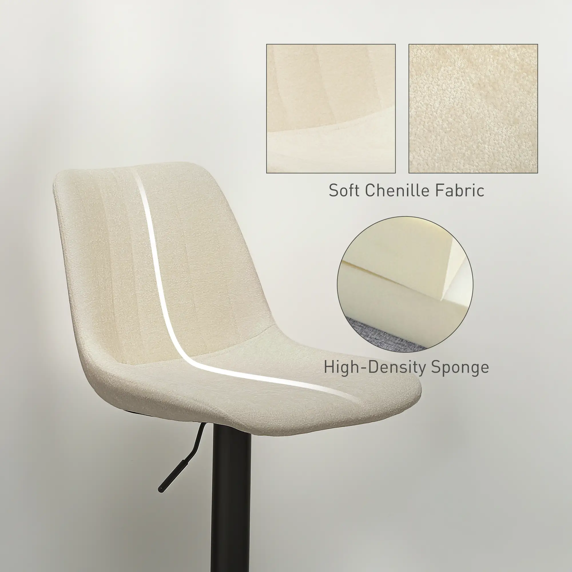 Adjustable Barstools Set of 2, Swivel with Back, Footrest, Beige - Image 7