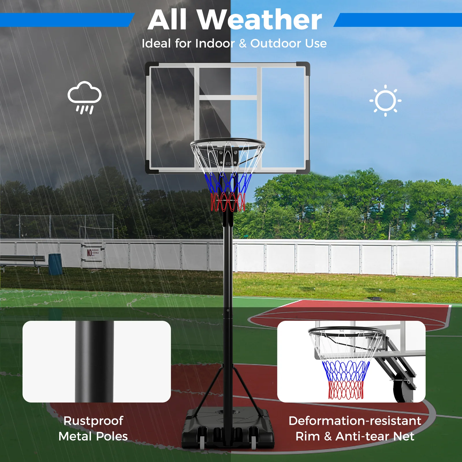 Adjustable Basketball Hoop, 4.9-10 Feet, Shatterproof Backboard - Image 9