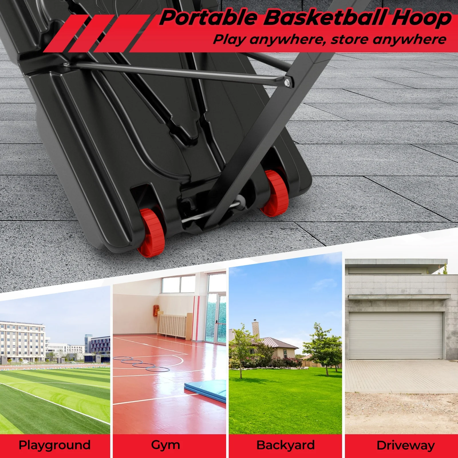 Adjustable Basketball Hoop, 5-10 Feet Height, Indoor Outdoor, Black - Image 10