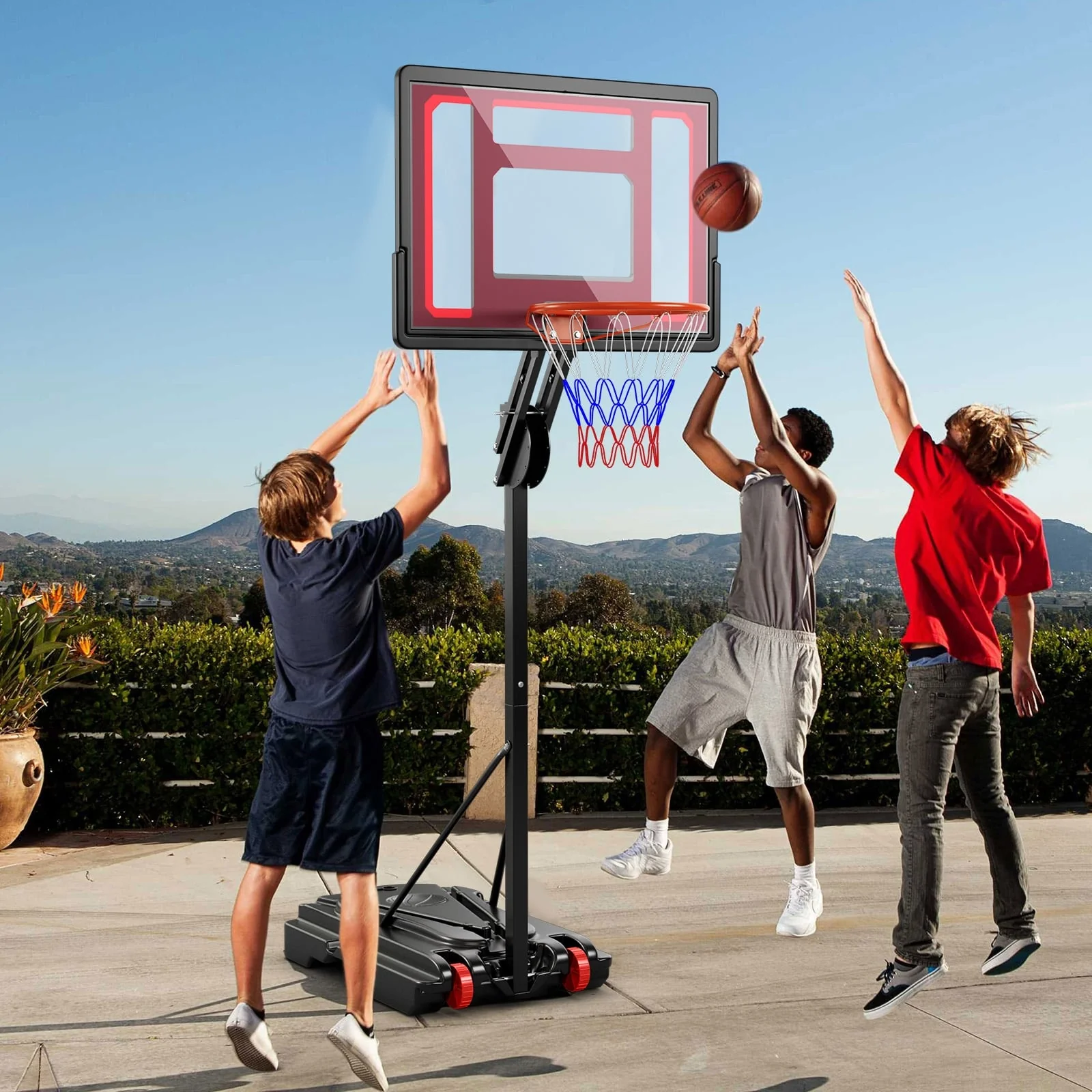 Adjustable Basketball Hoop, 5-10 Feet Height, Indoor Outdoor, Black - Image 2