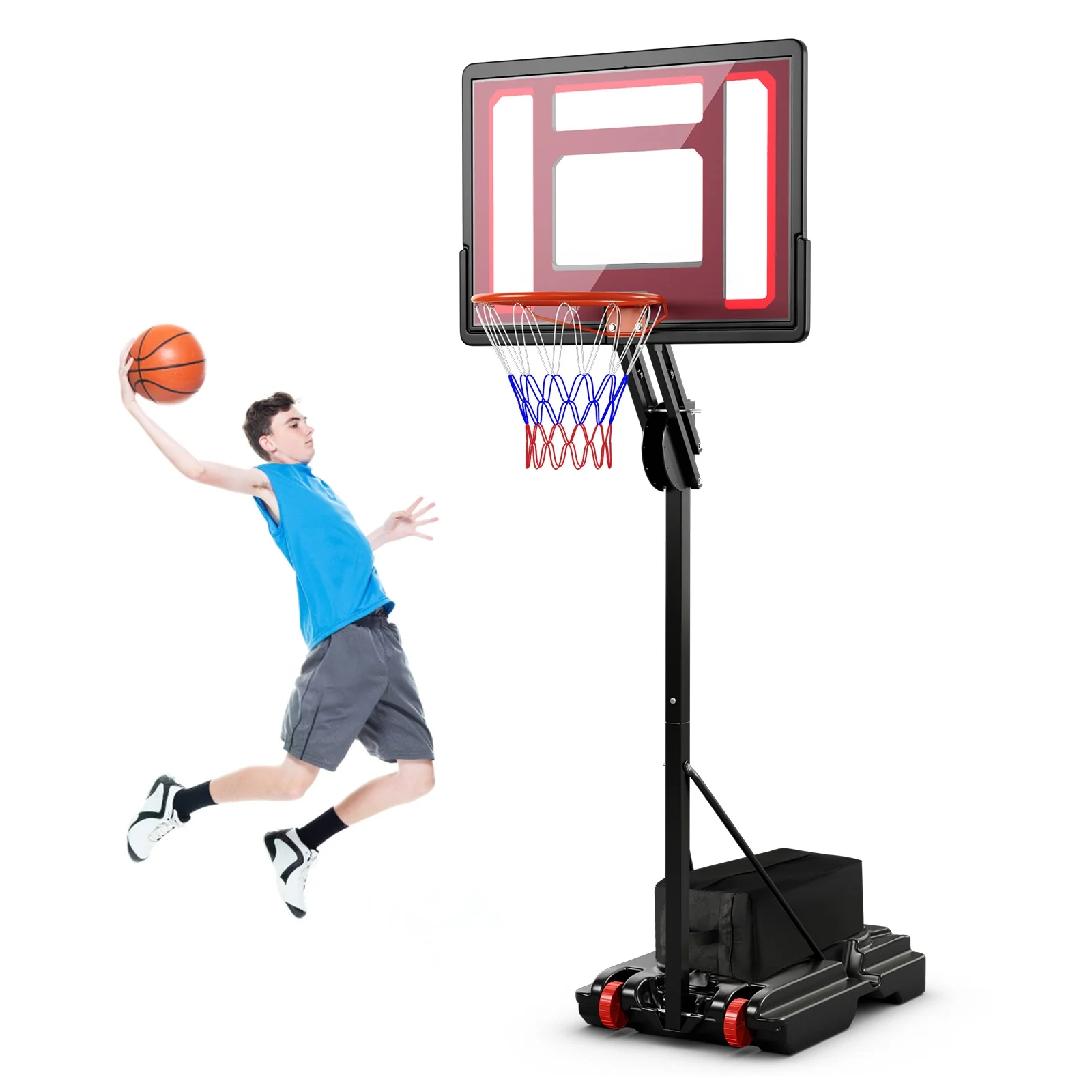 Adjustable Basketball Hoop, 5-10 Feet Height, Indoor Outdoor, Black - Image 4