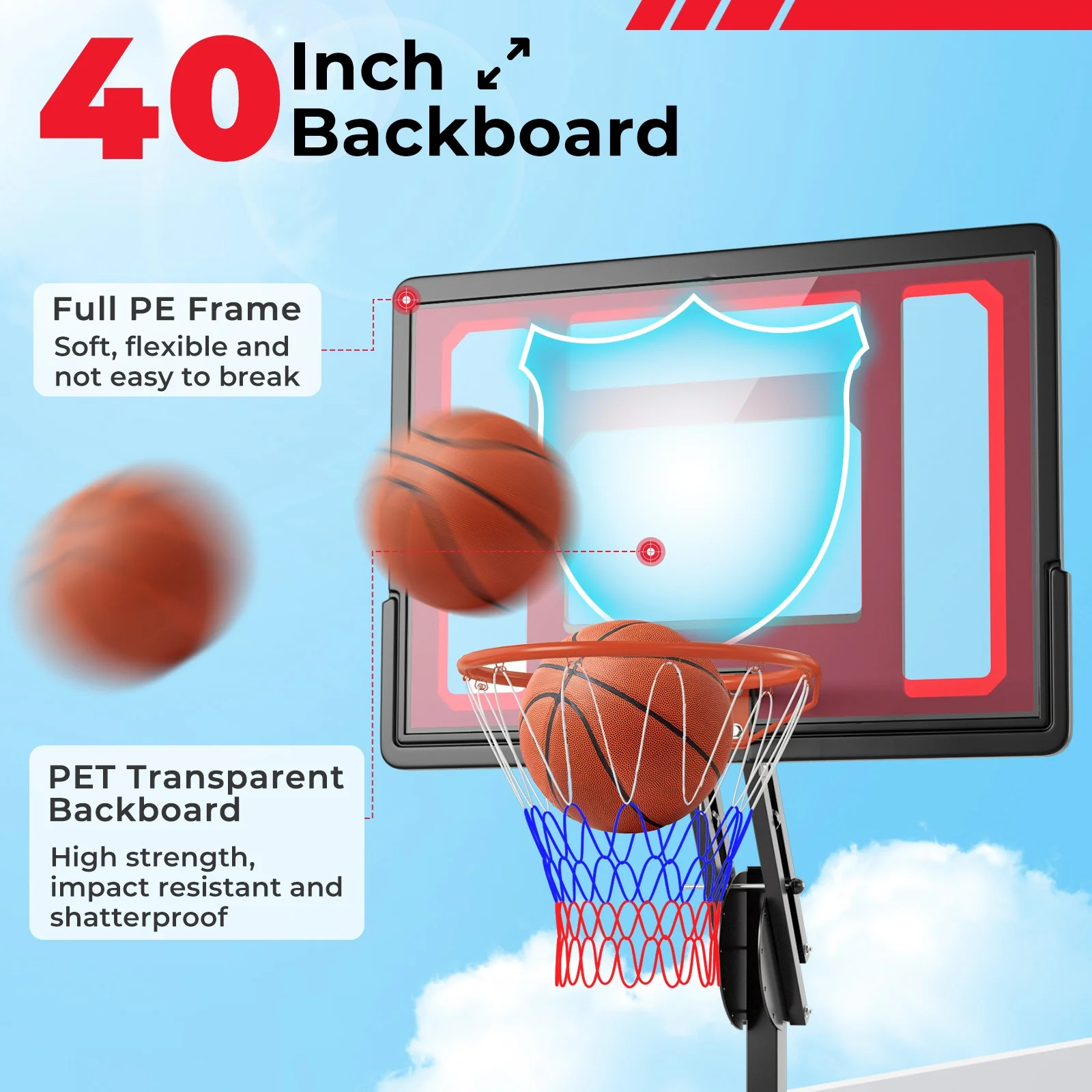 Adjustable Basketball Hoop, 5-10 Feet Height, Indoor Outdoor, Black - Image 8