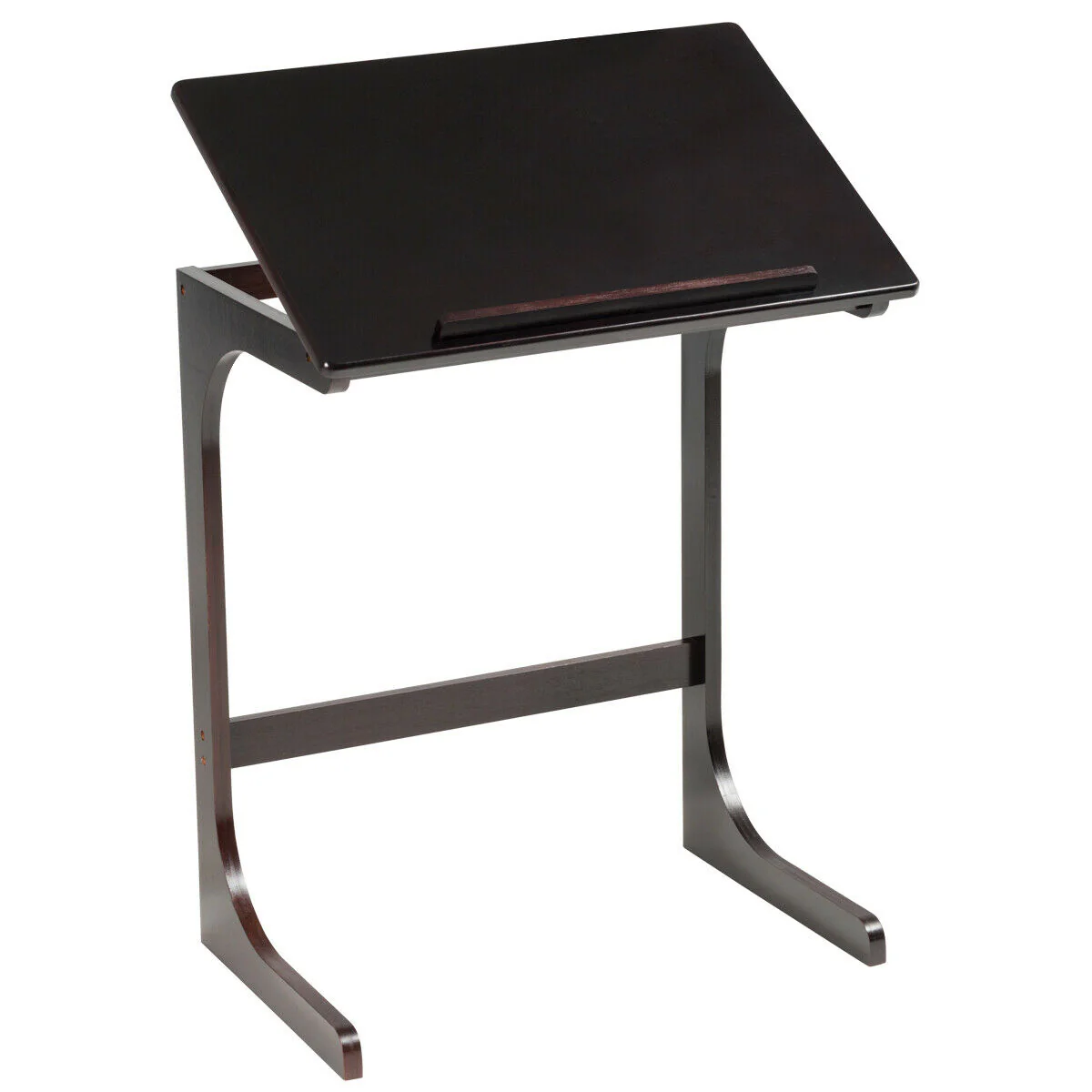 Adjustable C-Shape End Table With Tilting Top, Brown - Image 4