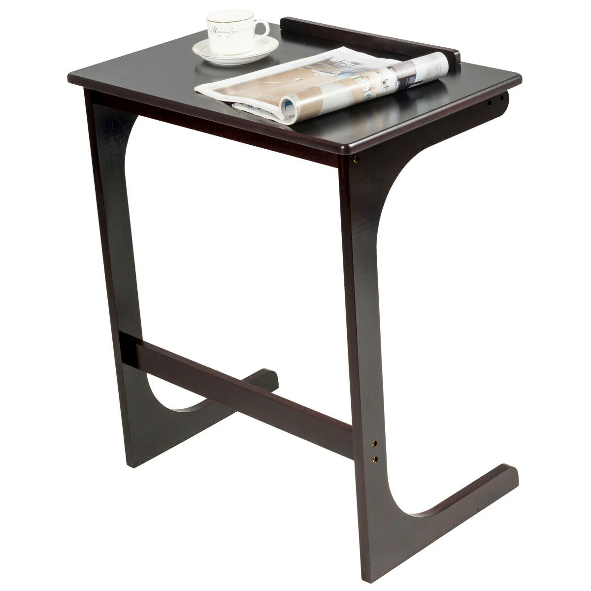 Adjustable C-Shape End Table With Tilting Top, Brown - Image 5