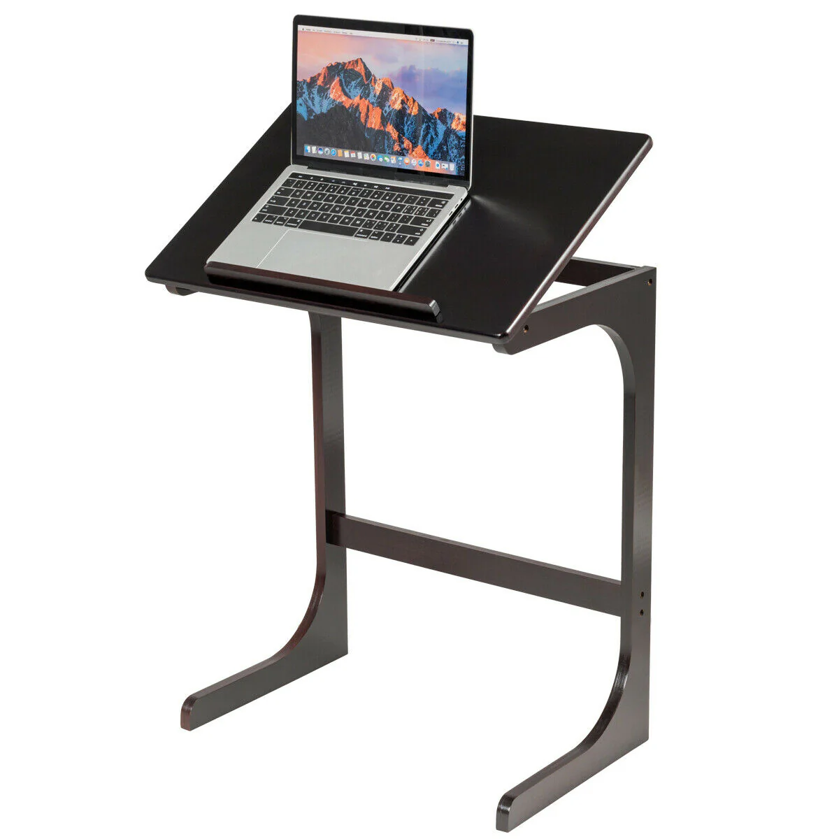 Adjustable C-Shape End Table With Tilting Top, Brown - Image 9
