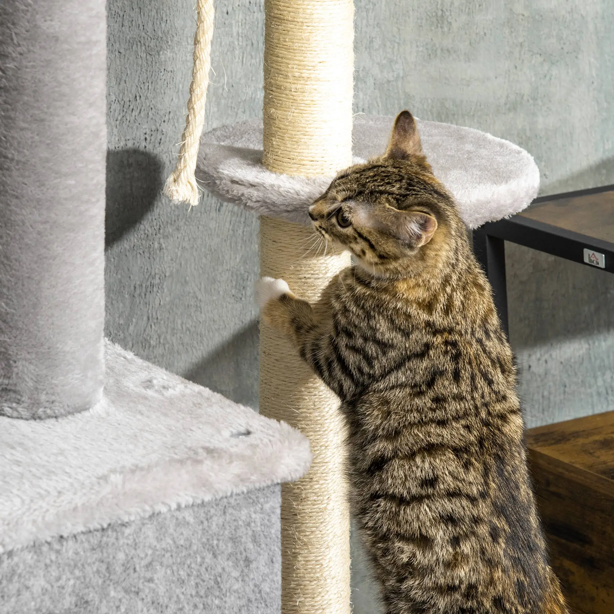 Adjustable Cat Tree, 85-101 Inches, Climbing Center with Scratching Posts, Grey - Image 10