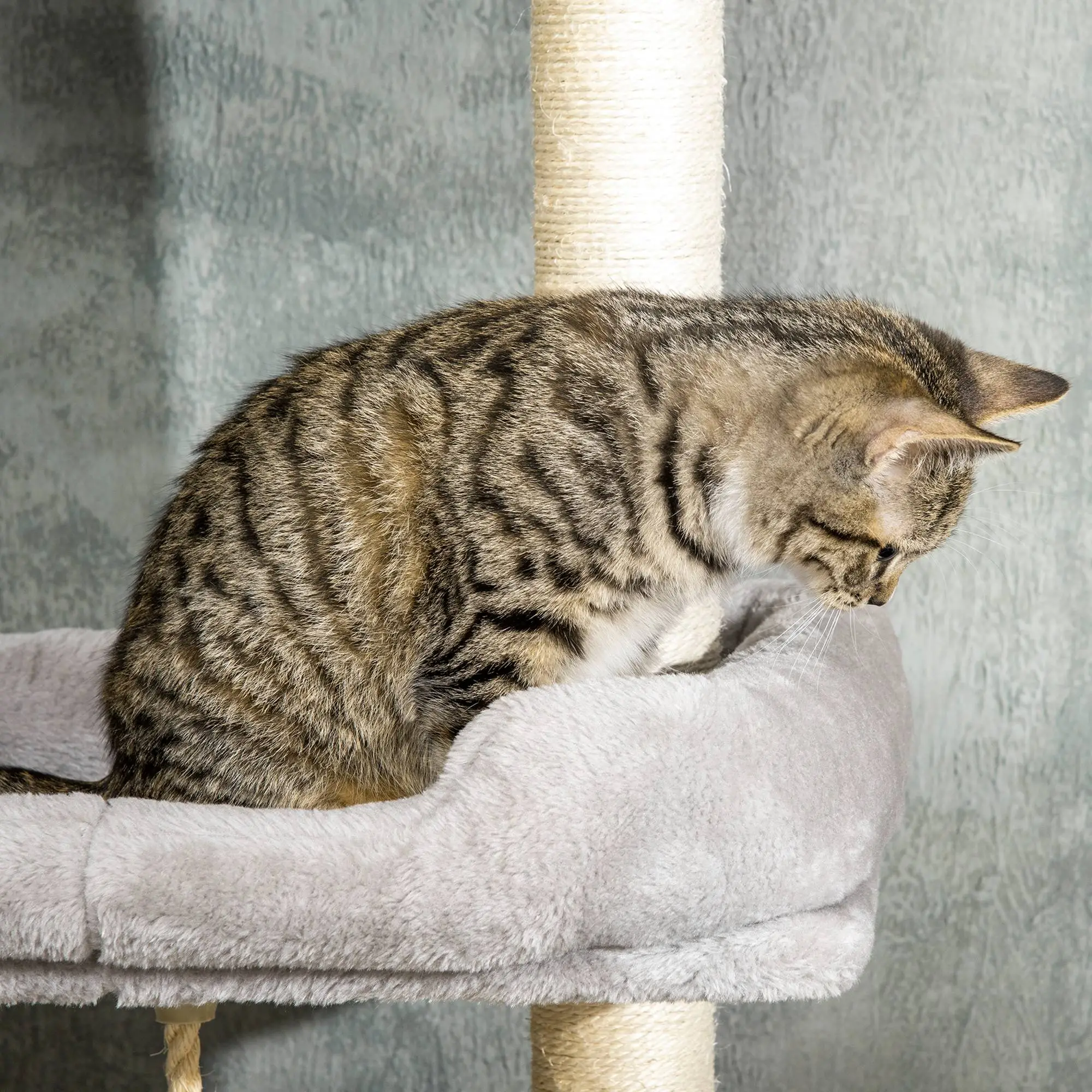Adjustable Cat Tree, 85-101 Inches, Climbing Center with Scratching Posts, Grey - Image 9