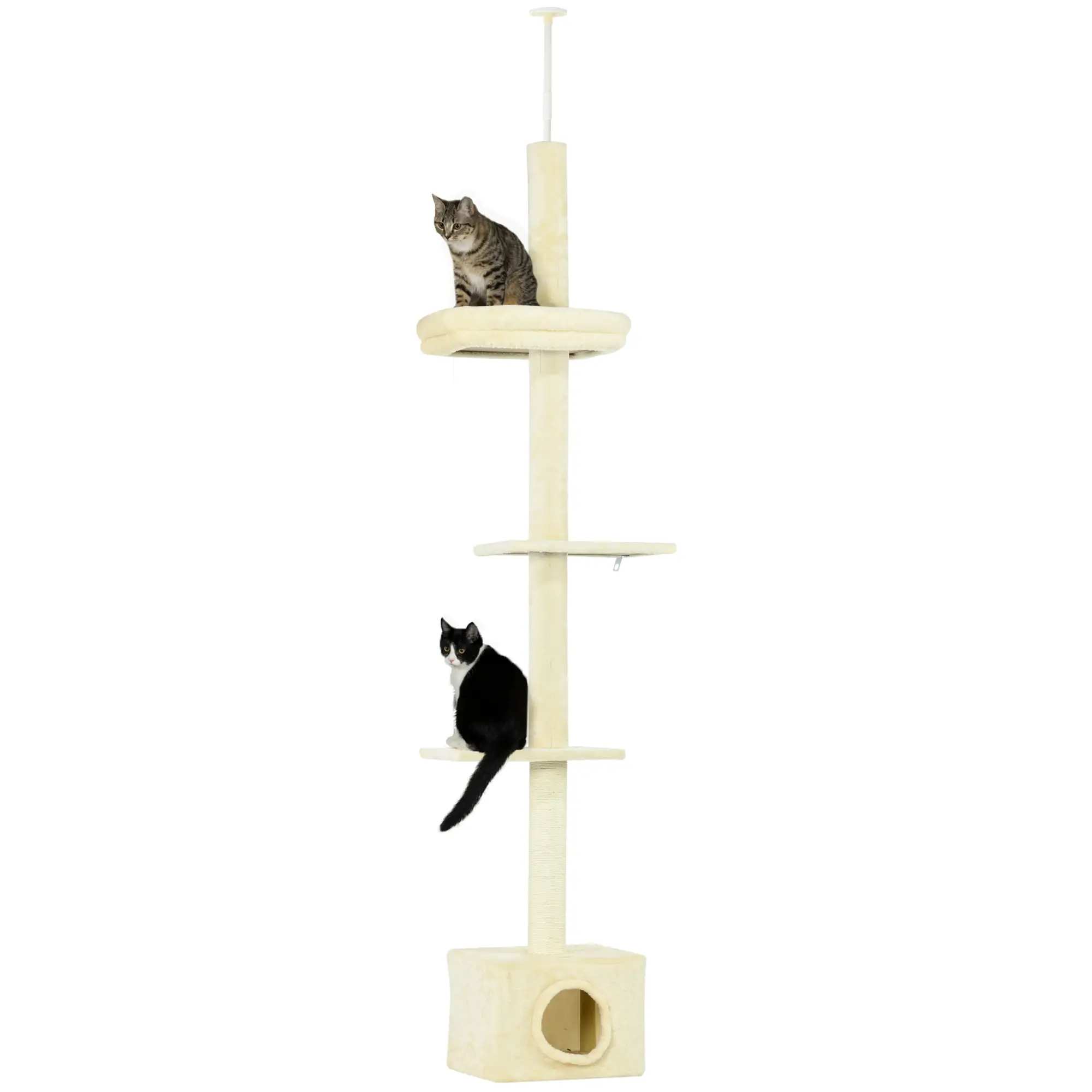 Adjustable Cat Tree, Scratching Post, House, Bed, 91-102 Inches, Beige - Image 11