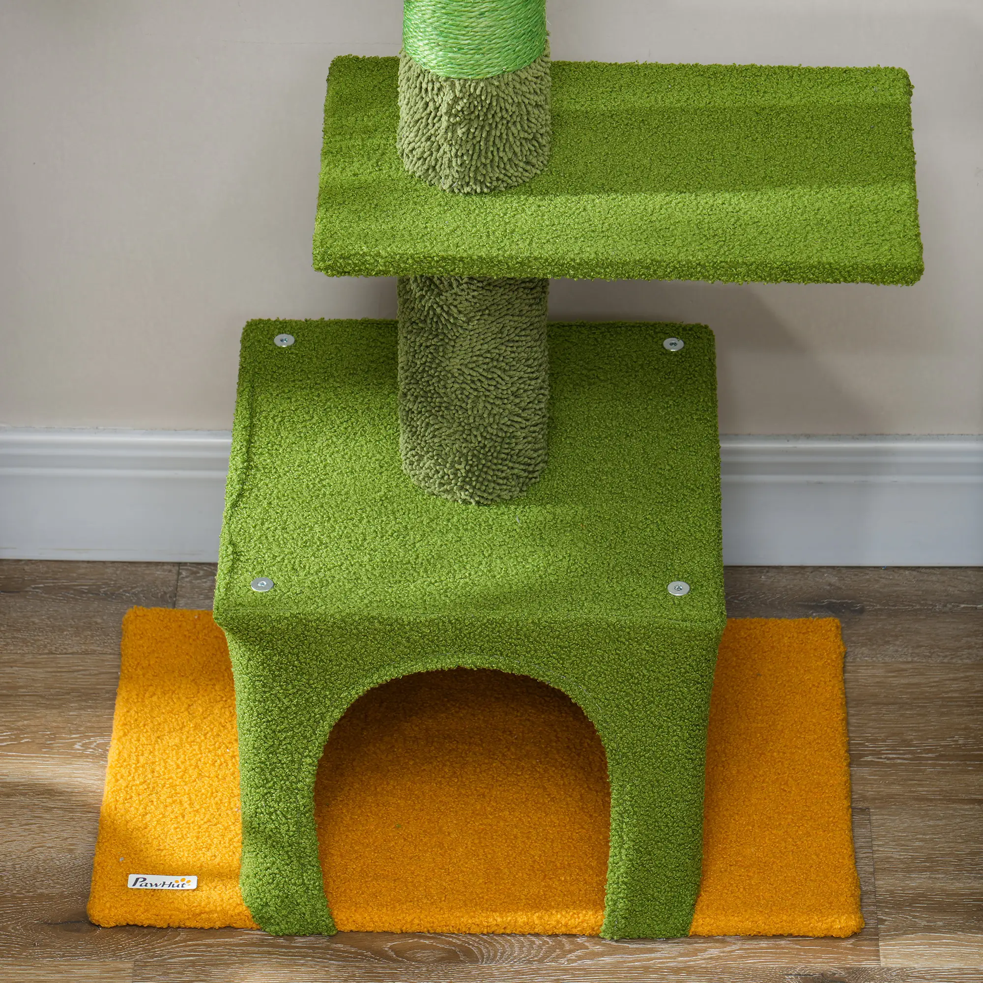 Adjustable Cat Tree Tower, 90.5"-108", Scratching Posts, Hammock, Green - Image 10