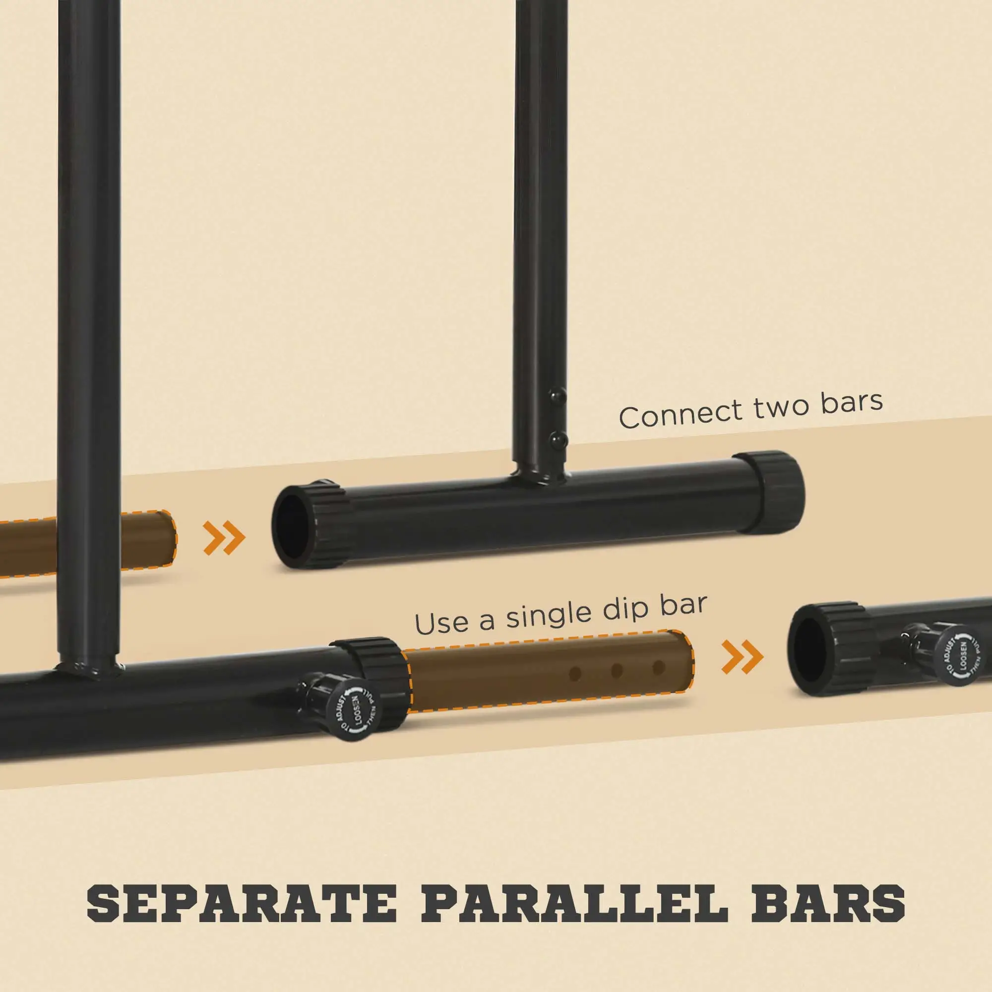 Adjustable Dip Station, Push Up Bars, 6 Width, 2 Height Levels - Image 4