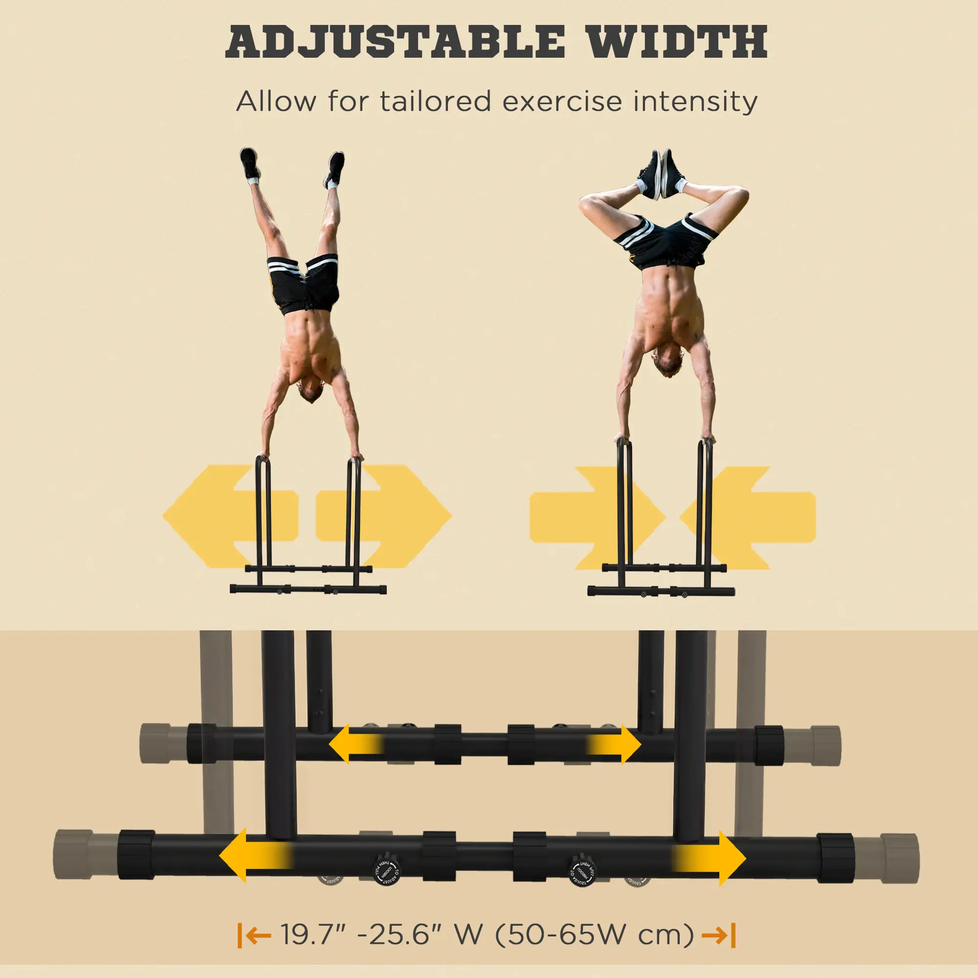Adjustable Dip Station, Push Up Bars, 6 Width, 2 Height Levels - Image 6