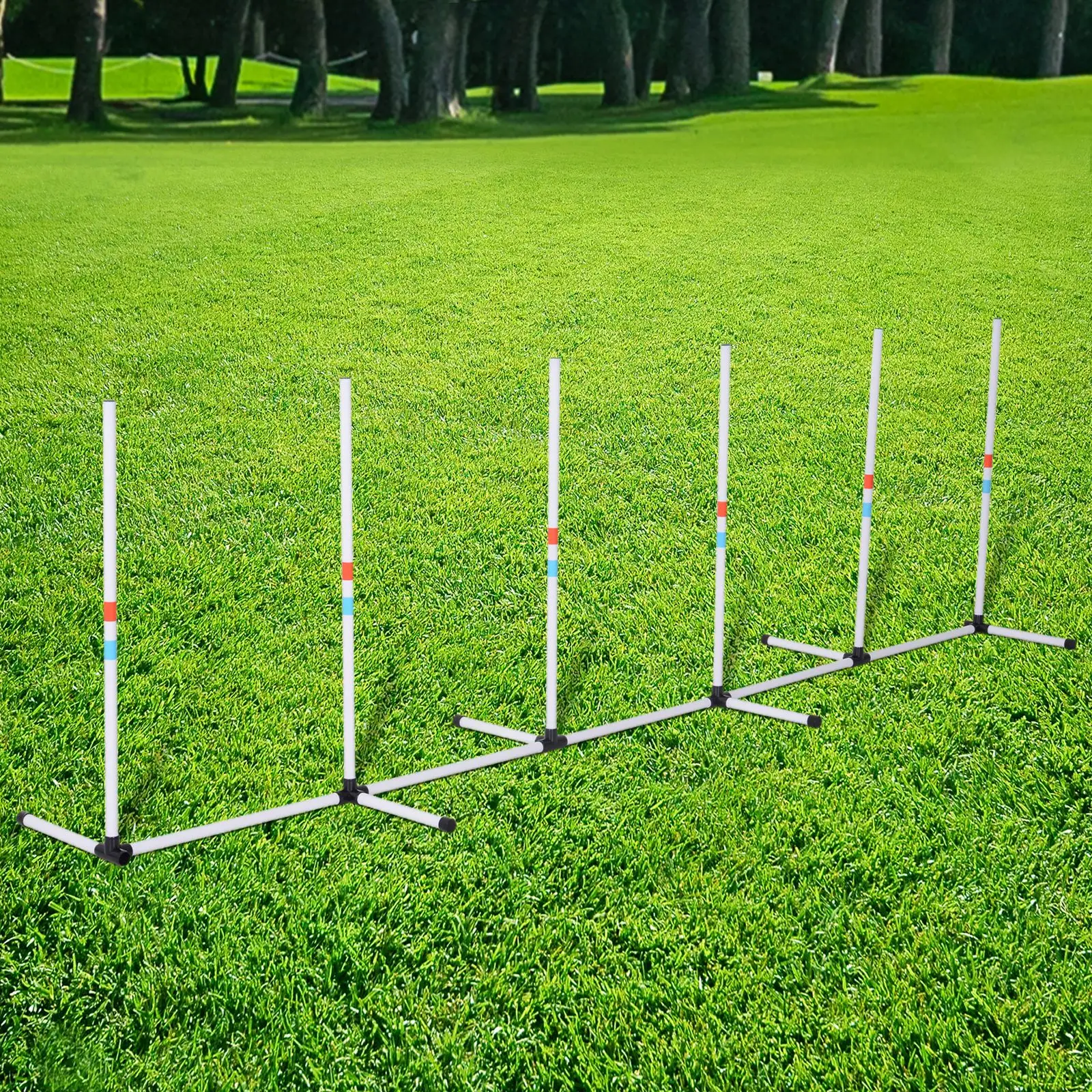 Adjustable Dog Agility Set, Weave Poles, Storage Bag, White - Image 7
