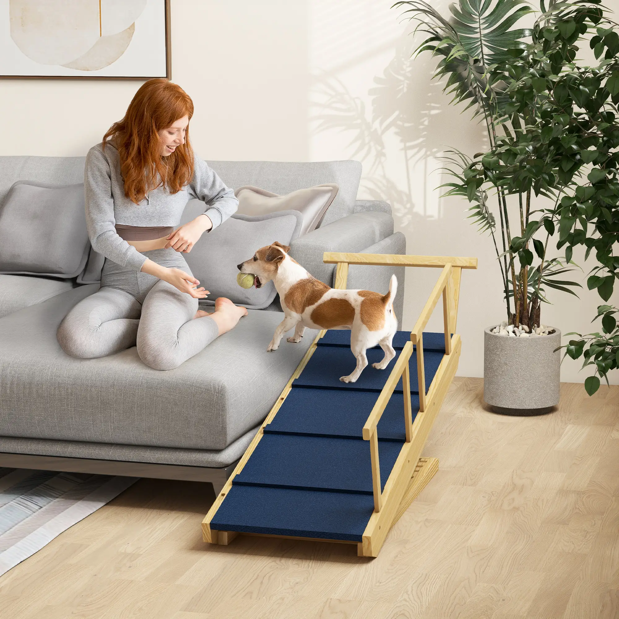 Adjustable Dog Stairs, Foldable Steps with Non-Slip Mat, for Small to Large Dogs - Image 2