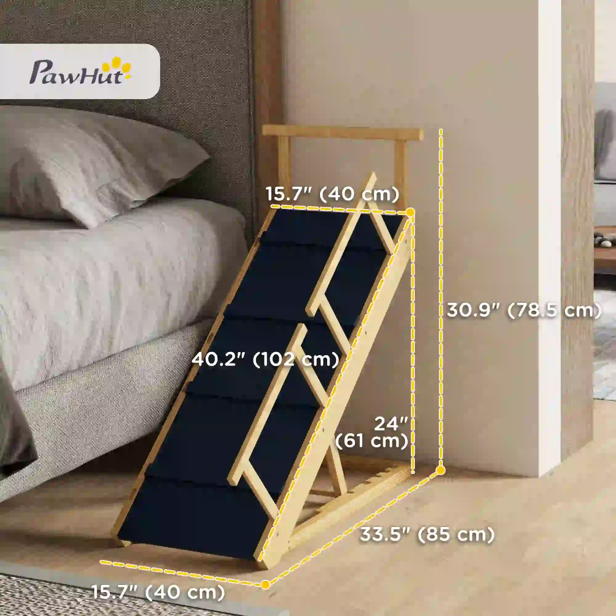 Adjustable Dog Stairs, Foldable Steps with Non-Slip Mat, for Small to Large Dogs - Image 3