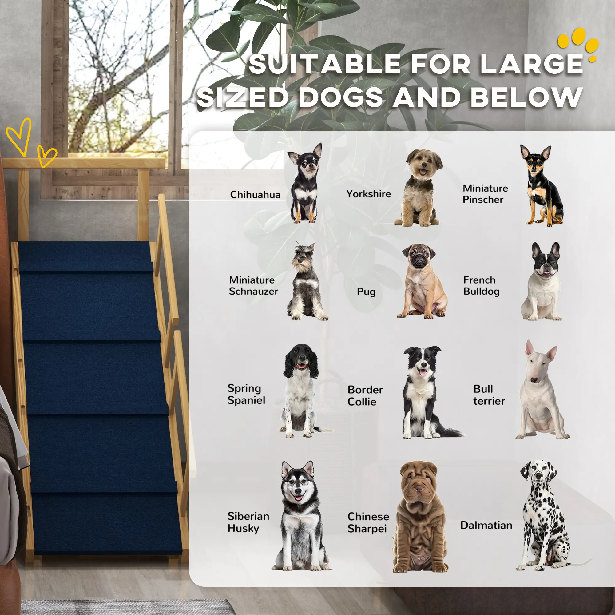 Adjustable Dog Stairs, Foldable Steps with Non-Slip Mat, for Small to Large Dogs - Image 4