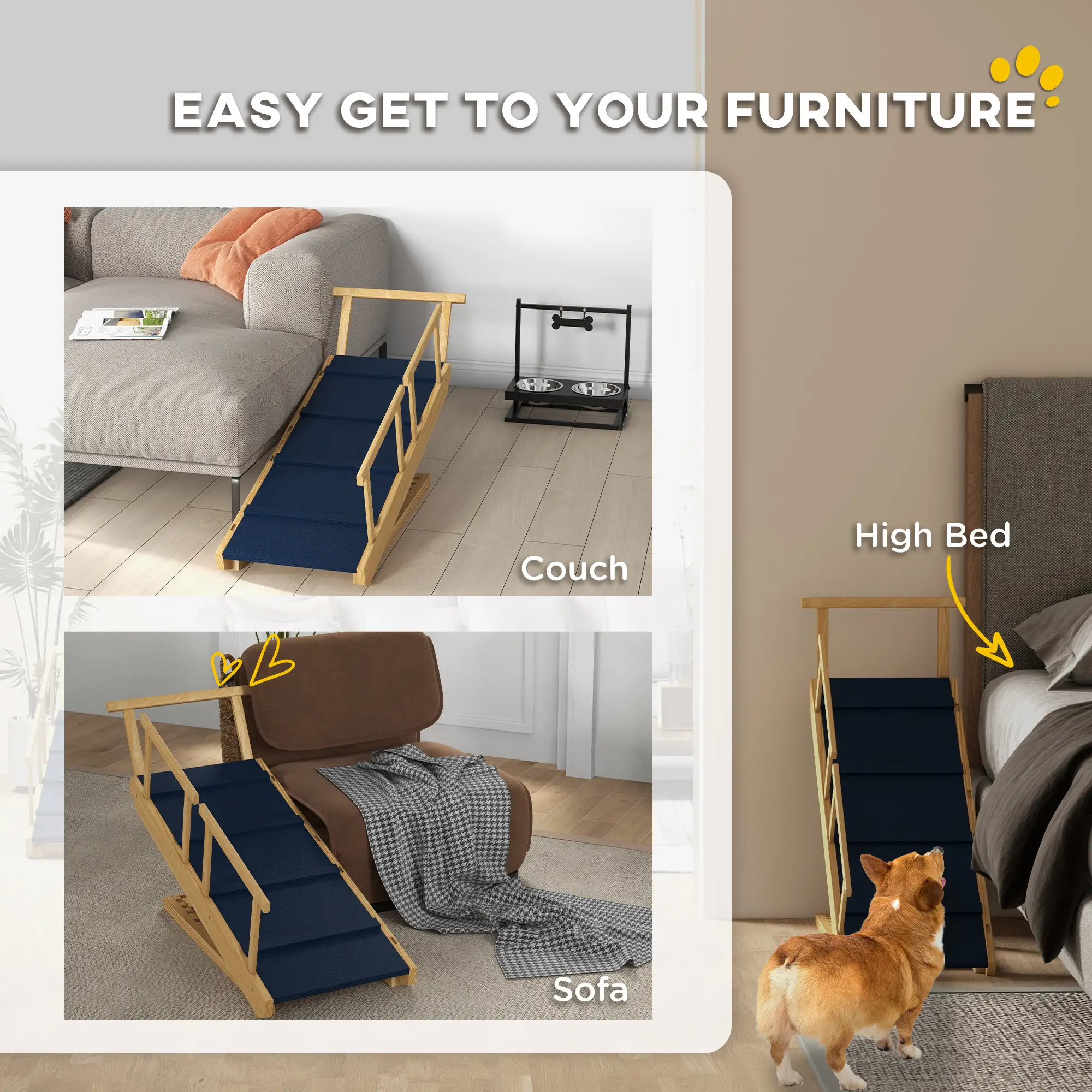 Adjustable Dog Stairs, Foldable Steps with Non-Slip Mat, for Small to Large Dogs - Image 6