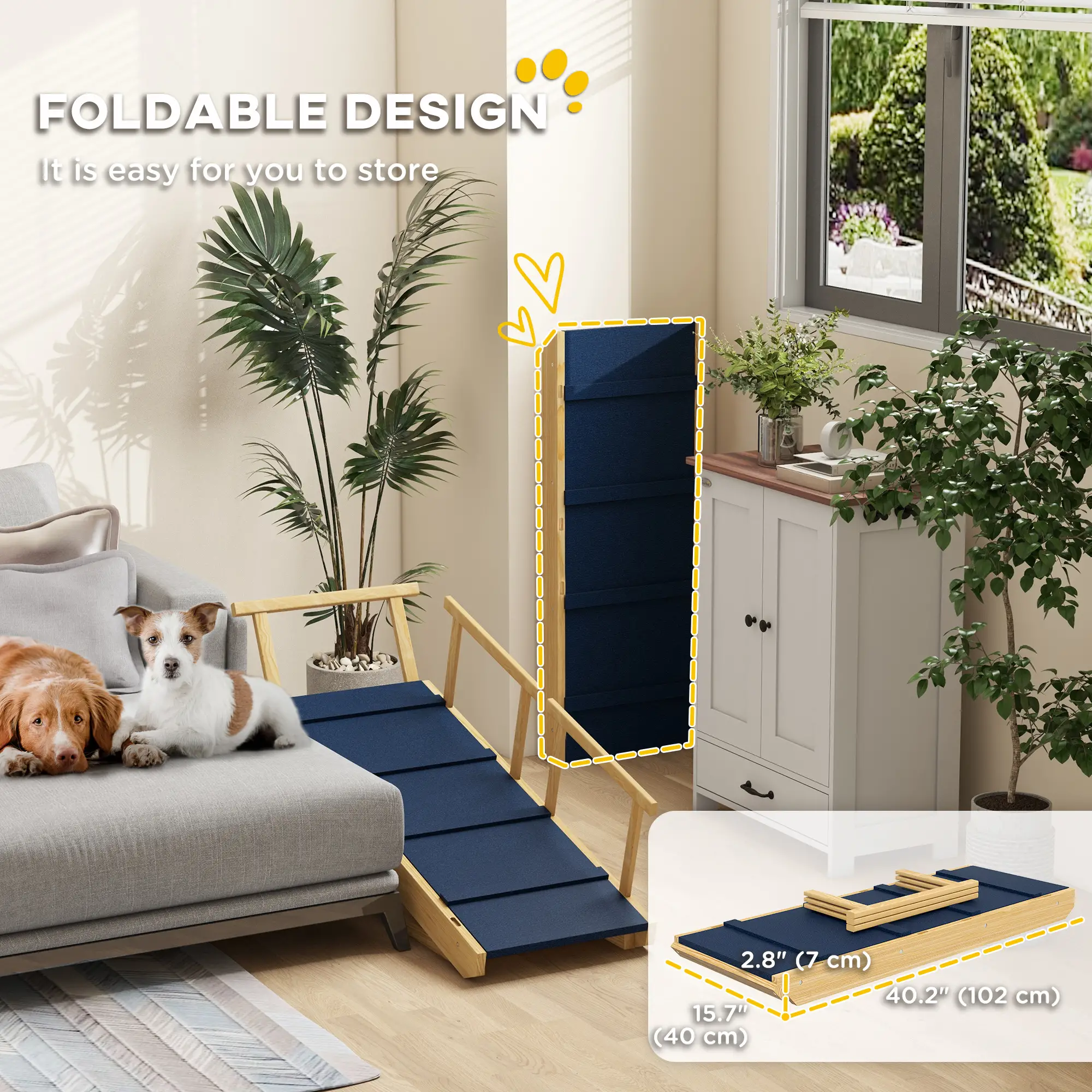 Adjustable Dog Stairs, Foldable Steps with Non-Slip Mat, for Small to Large Dogs - Image 7