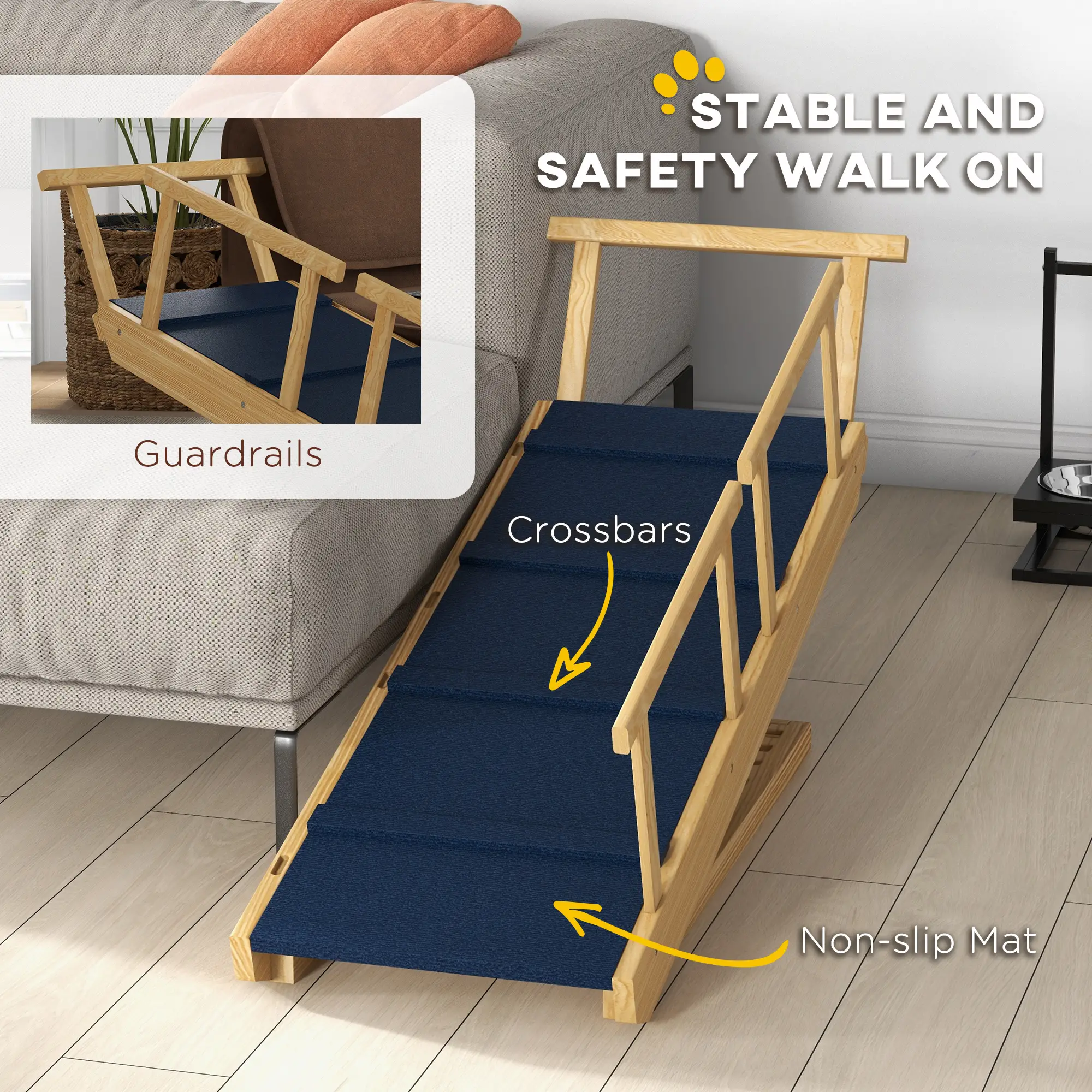 Adjustable Dog Stairs, Foldable Steps with Non-Slip Mat, for Small to Large Dogs - Image 9