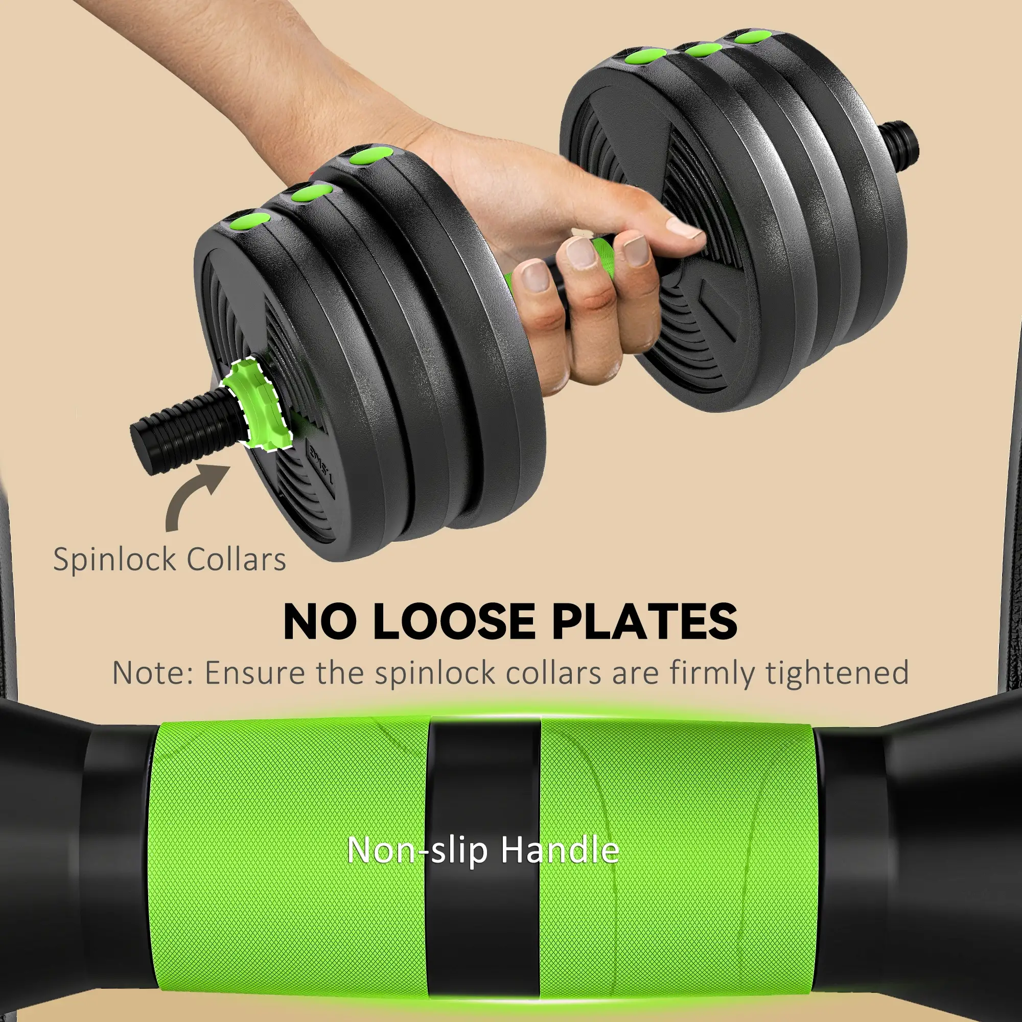 Adjustable Dumbbell Set, 3 in 1 Weights, 55lb with Connector, Non-Slip Grip - Image 6