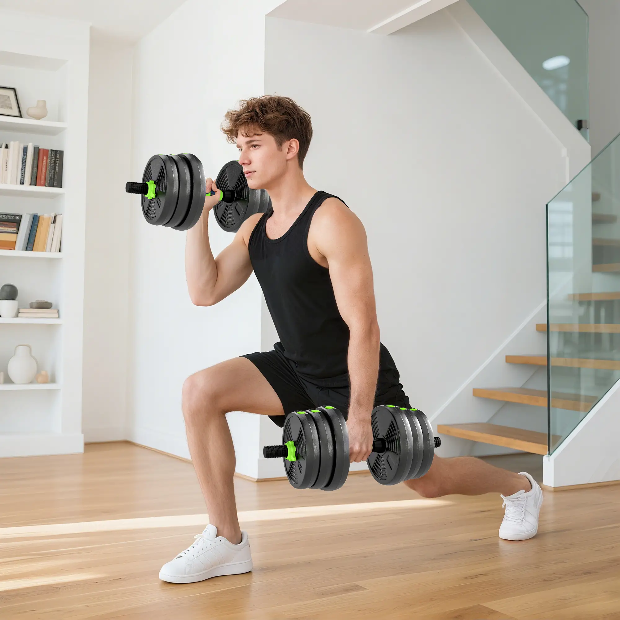 Adjustable Dumbbell Set, 3 in 1 Weights, 55lb with Connector, Non-Slip Grip - Image 8