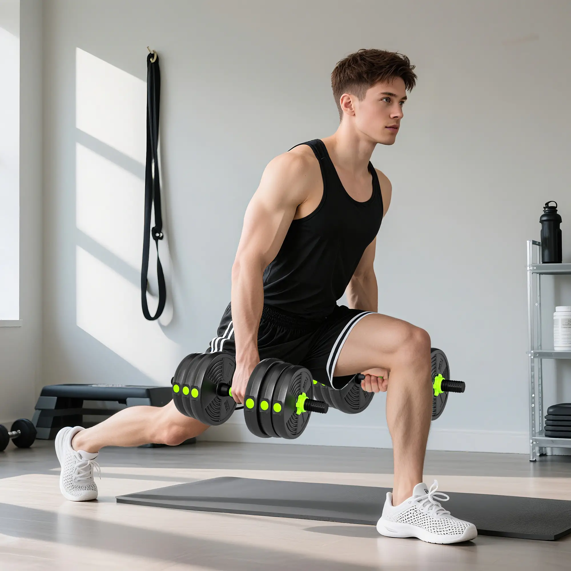 Adjustable Dumbbell Set, 3 in 1 Weights, 55lb with Connector, Non-Slip Grip - Image 9