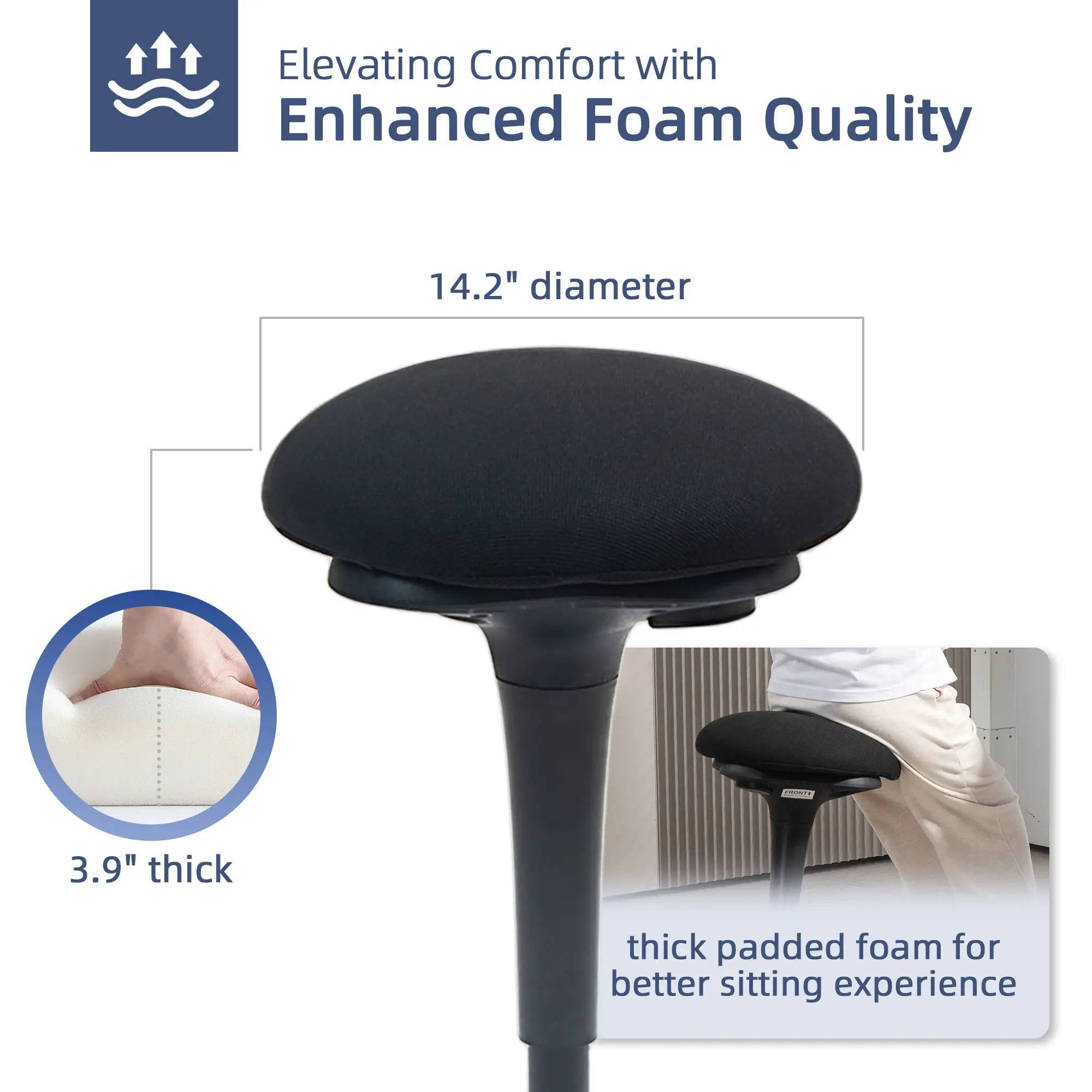 Adjustable Ergonomic Standing Stool, Swivel Backless Wobble Chair - Image 6