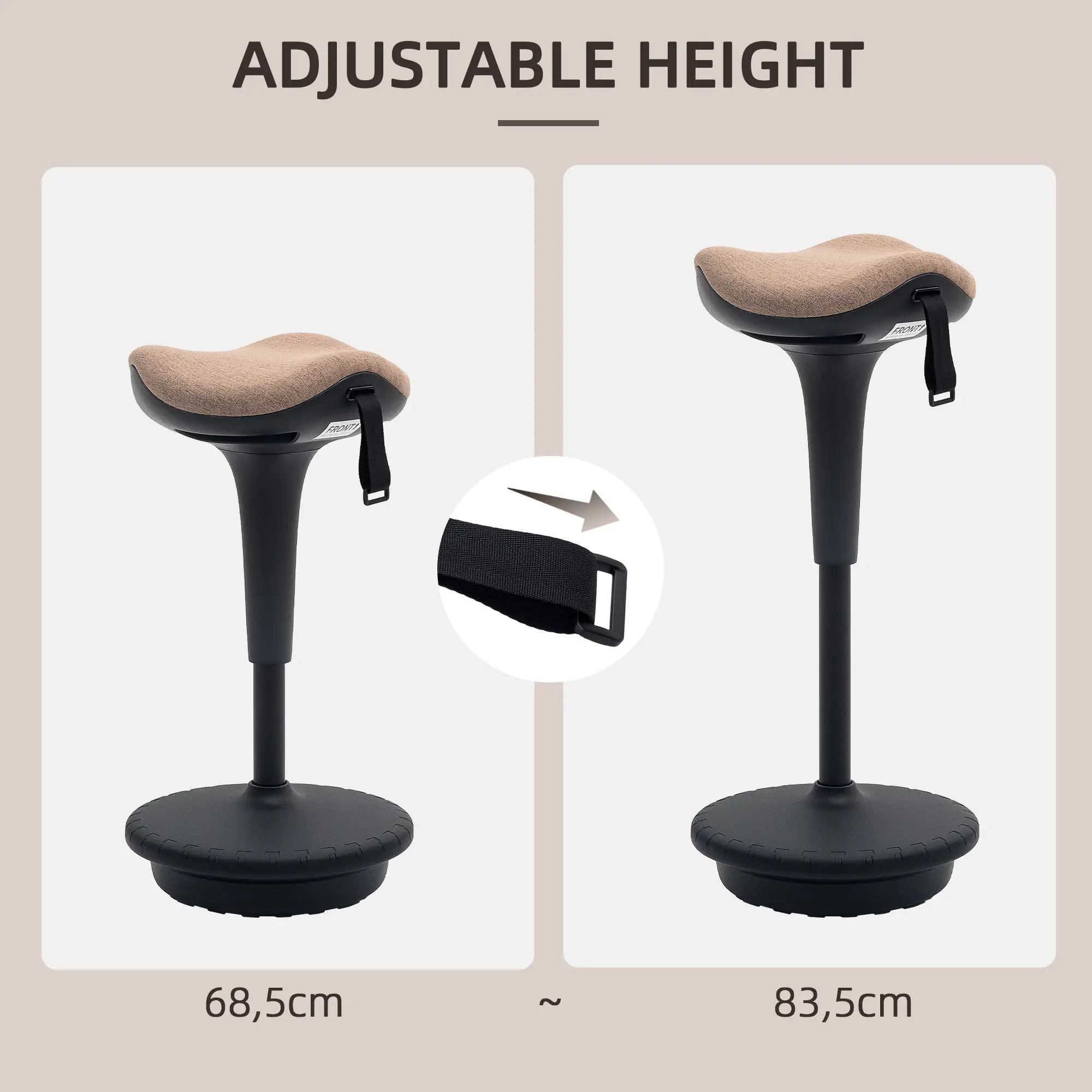 Adjustable Ergonomic Swivel Standing Stool, Brown - Image 5