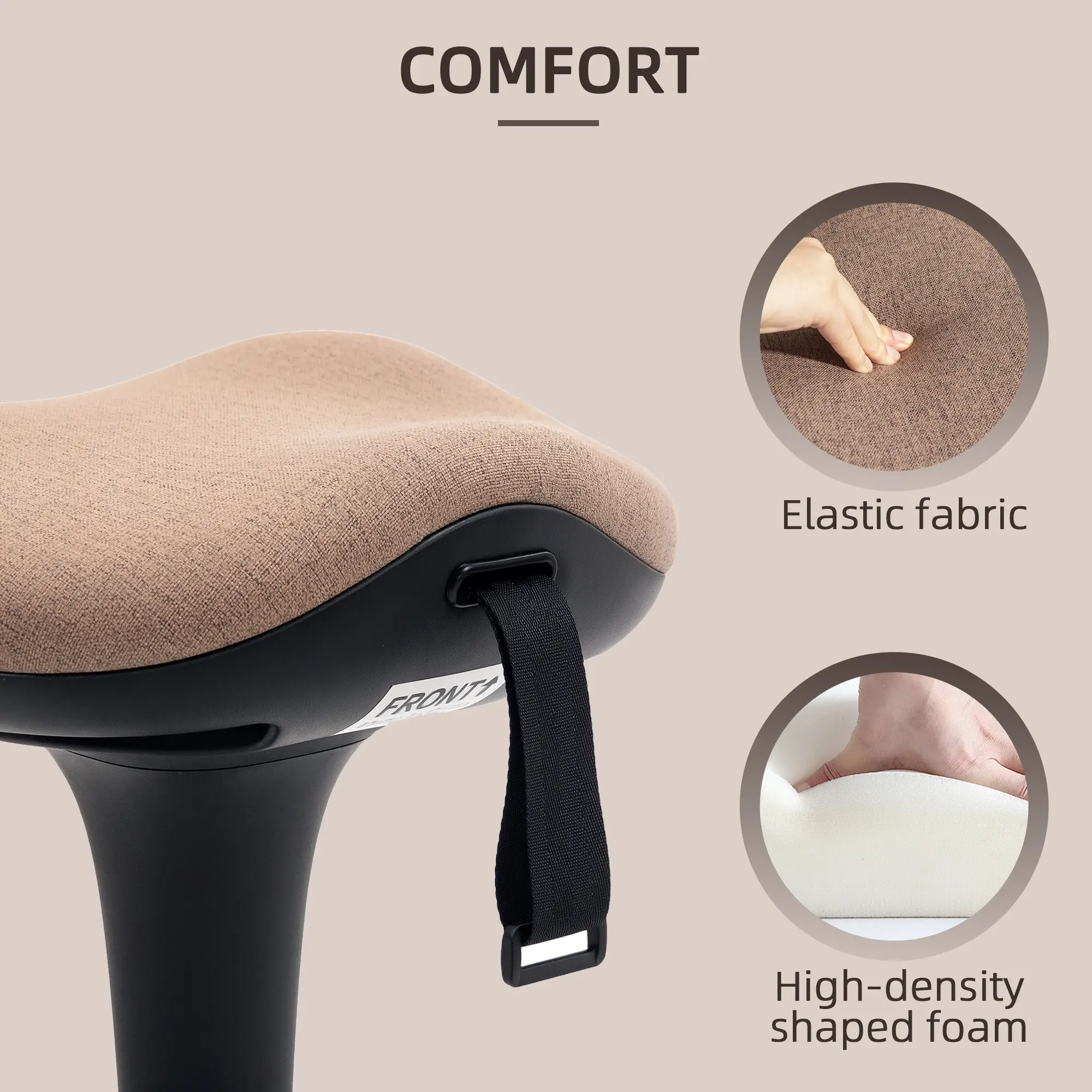 Adjustable Ergonomic Swivel Standing Stool, Brown - Image 6