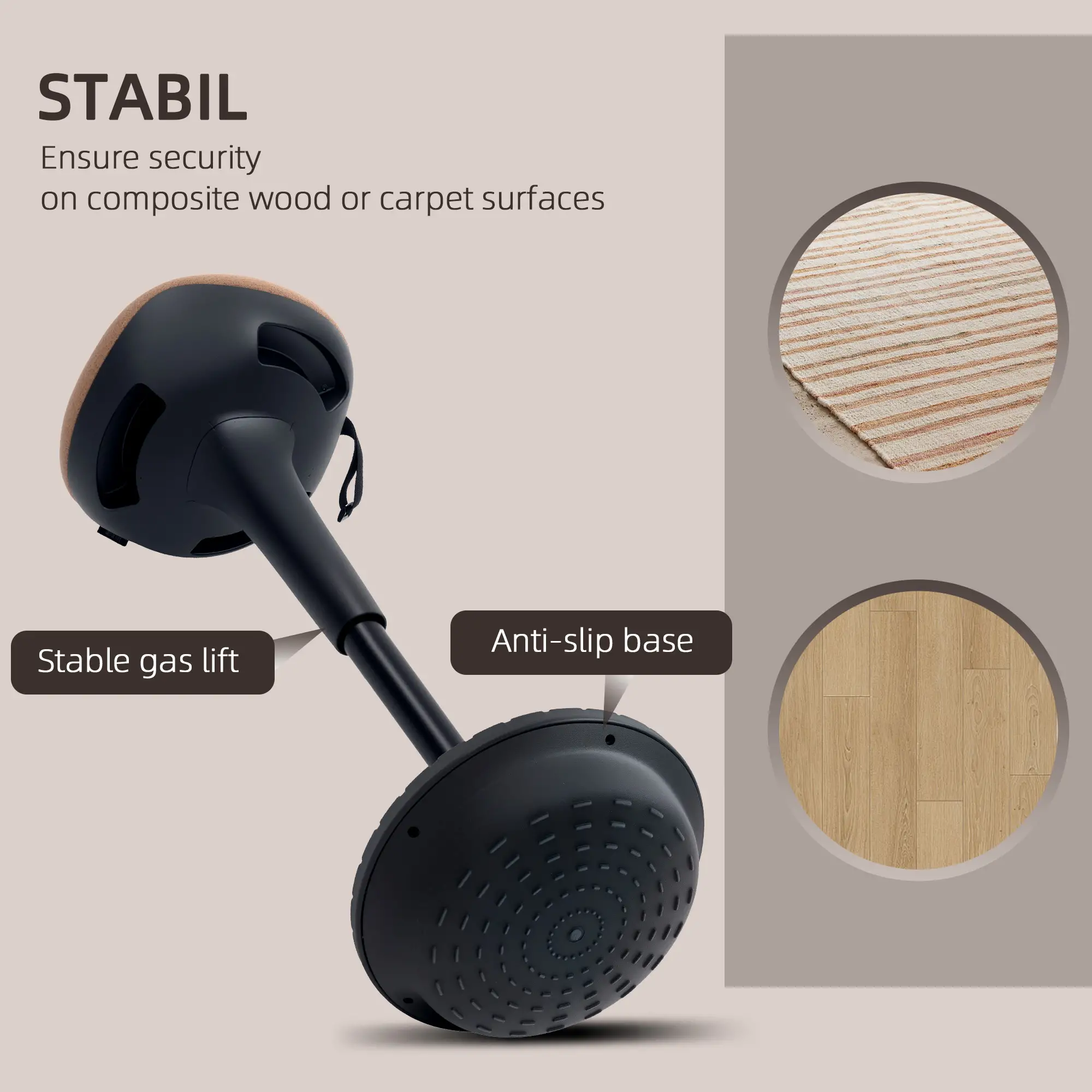 Adjustable Ergonomic Swivel Standing Stool, Brown - Image 7