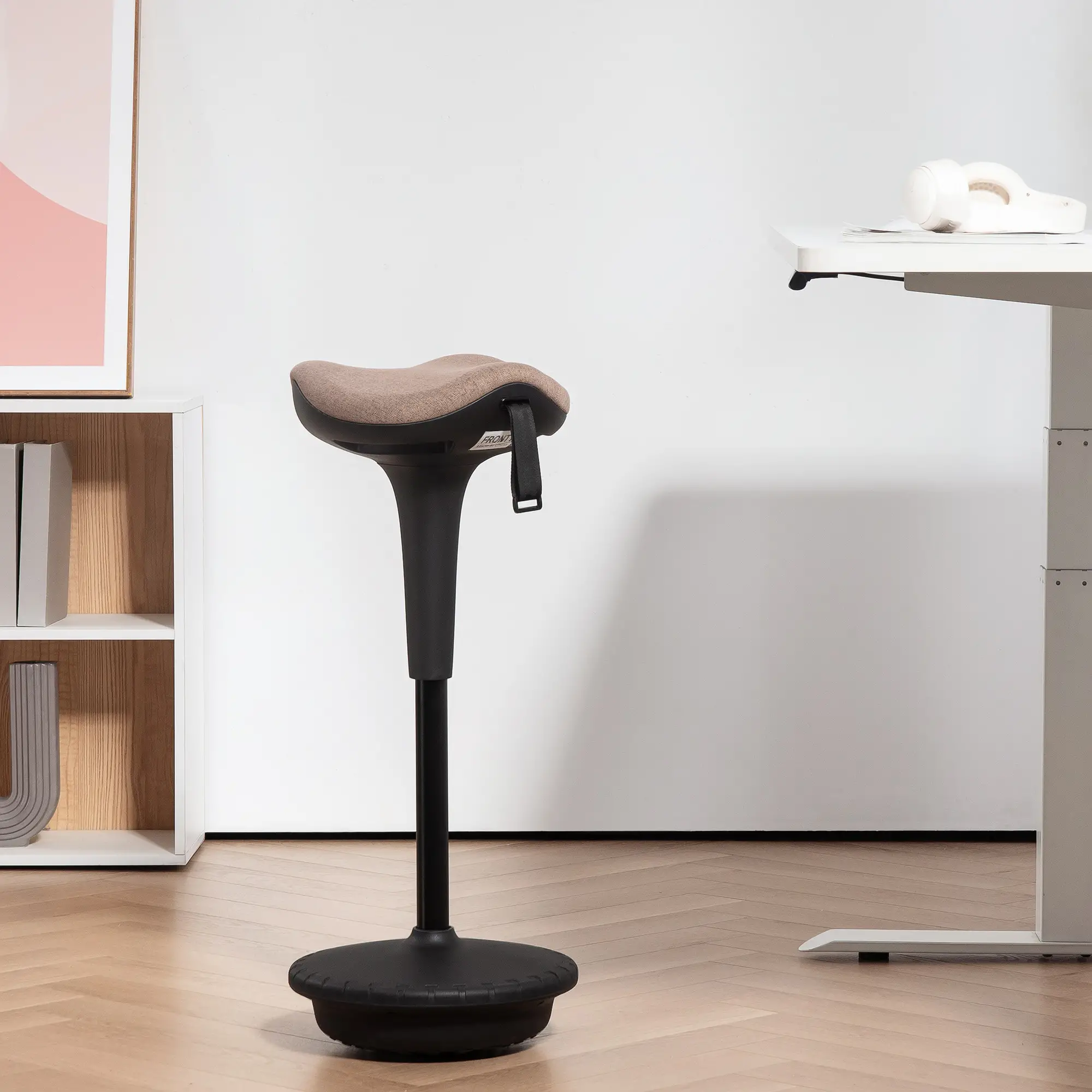Adjustable Ergonomic Swivel Standing Stool, Brown - Image 8