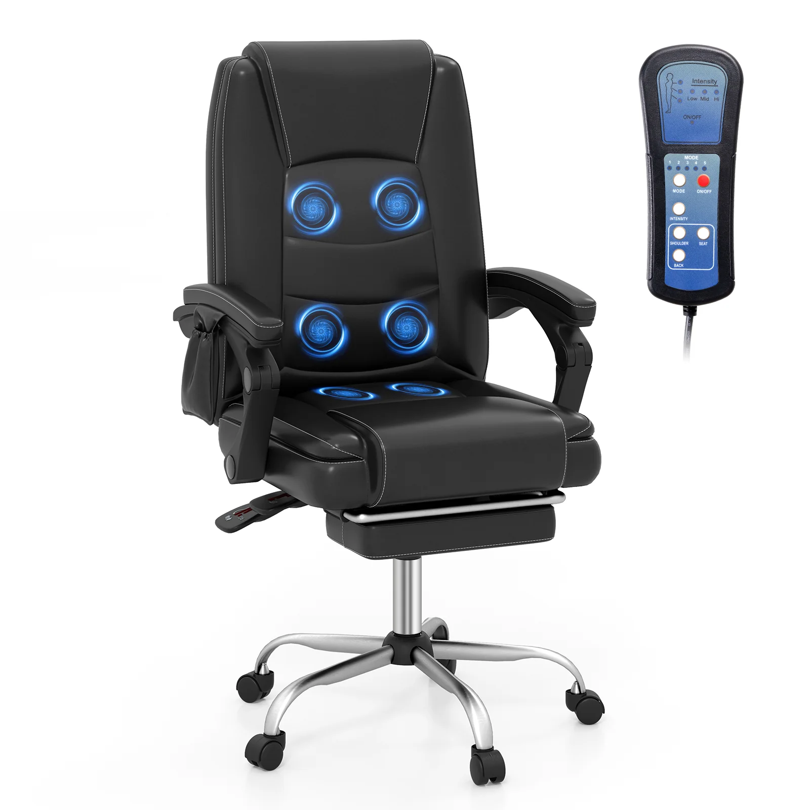 Adjustable Executive Massage Chair With Armrests, Footrest, Black - Image 4
