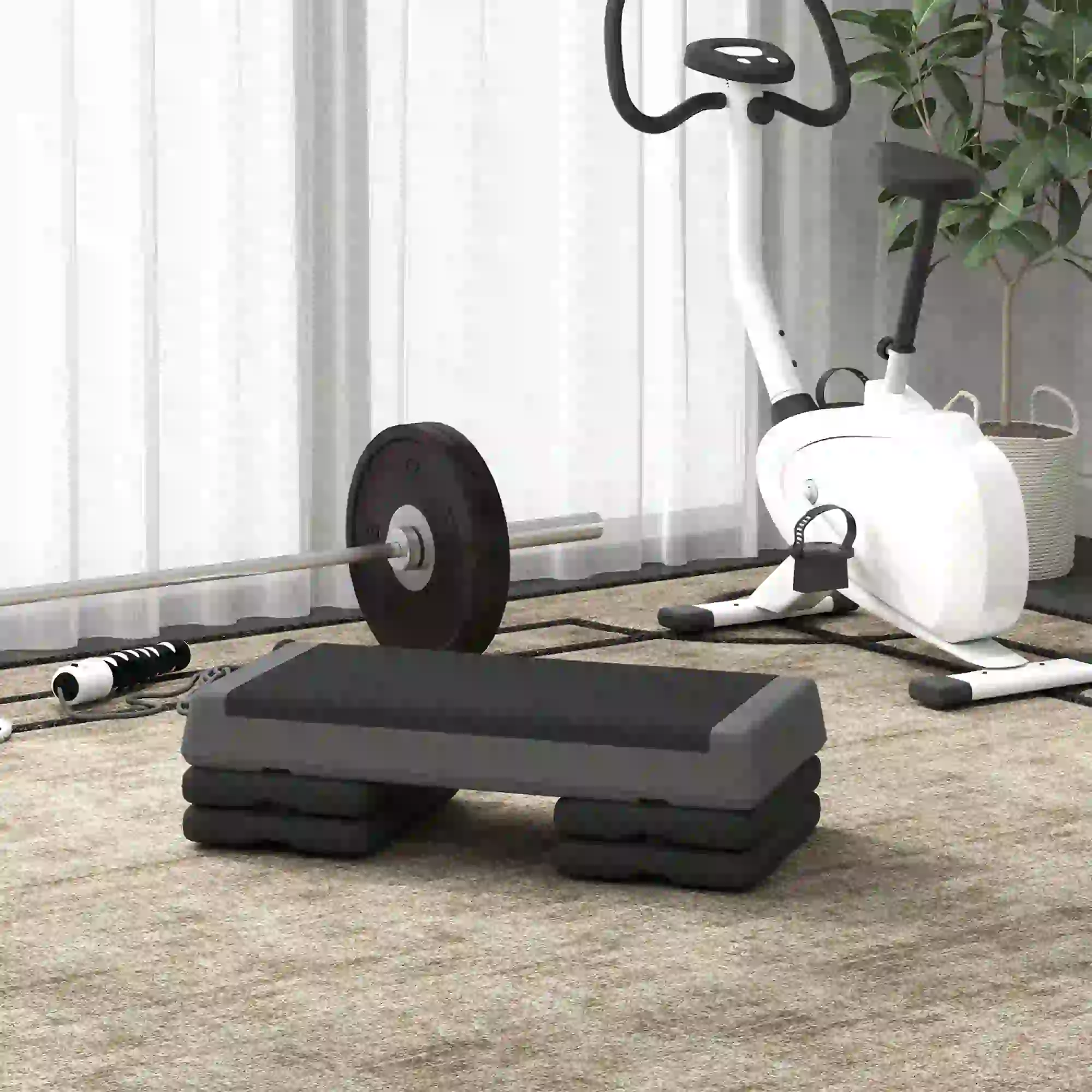 Adjustable Exercise Step Platform, 3-Level, 4", 6", 8", 550lbs, Grey - Image 7