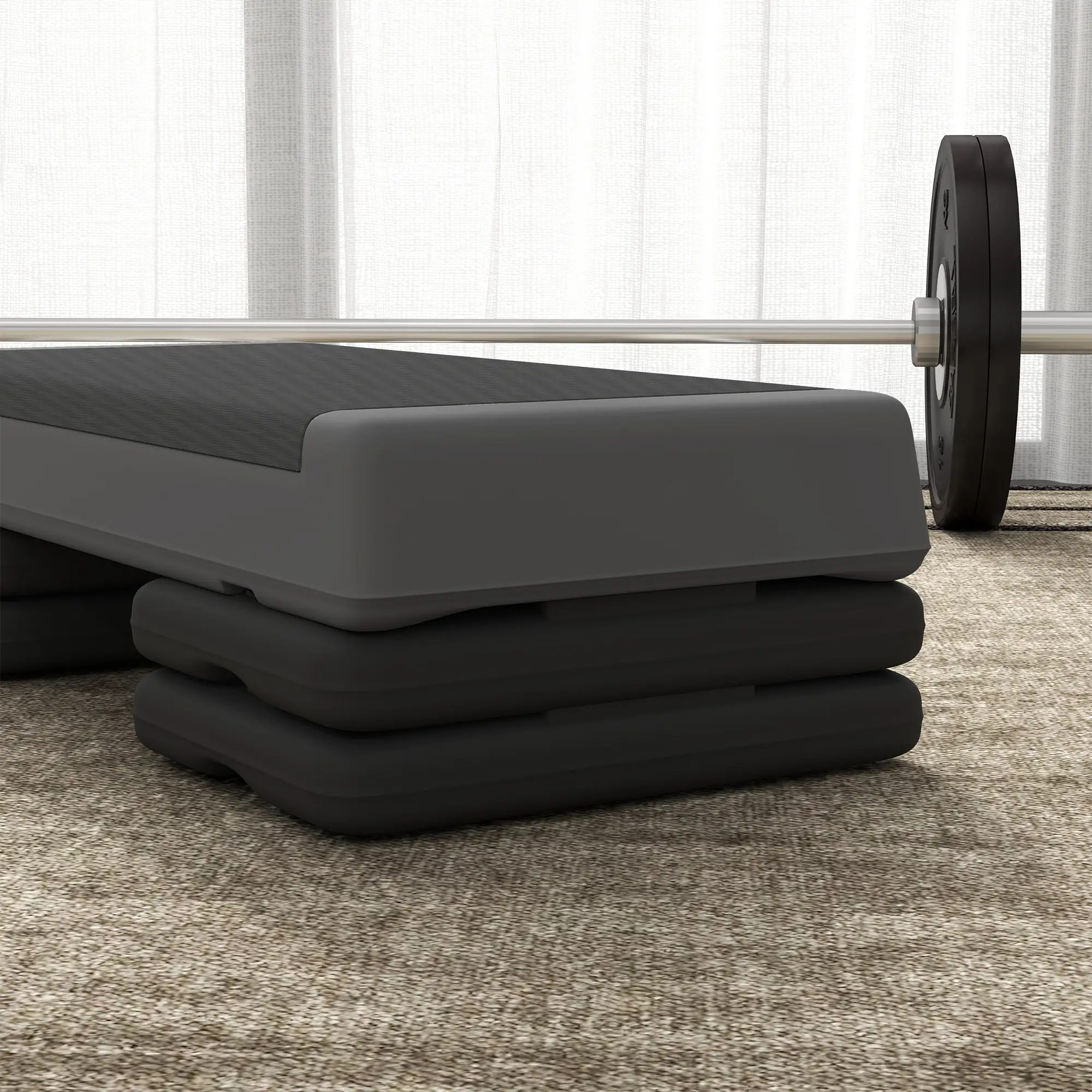 Adjustable Exercise Step Platform, 3-Level, 4", 6", 8", 550lbs, Grey - Image 9