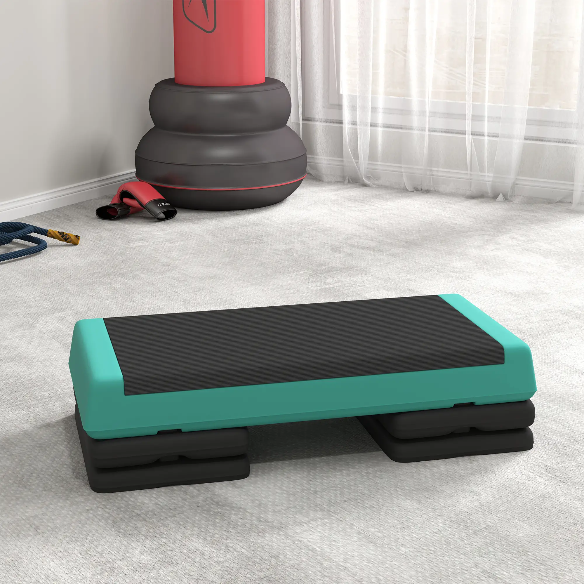 Adjustable Exercise Step Platform, 3-Level with Risers 4", 6", 8" Aerobic Stepper, 550lbs Weight Capacity, Green - Image 6