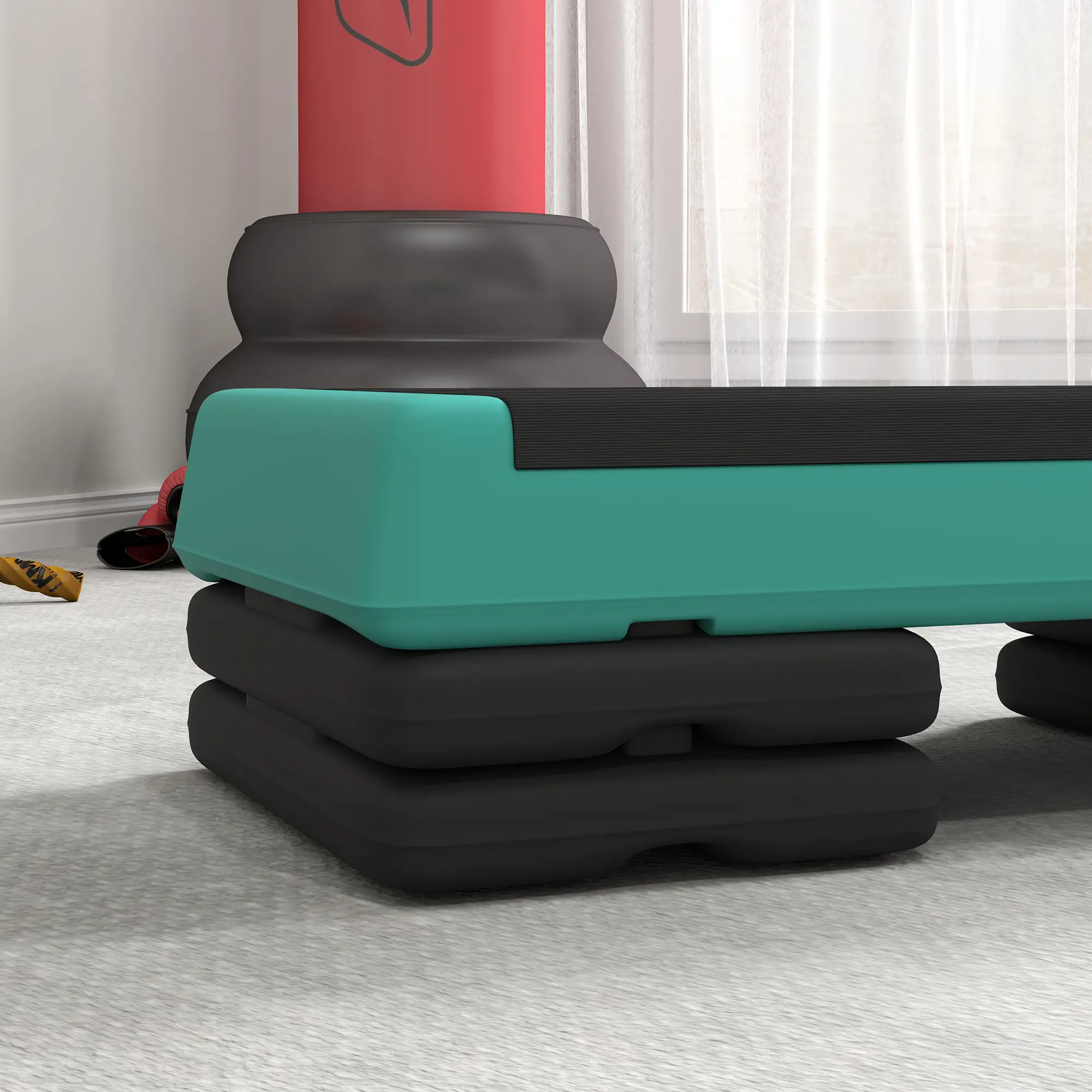 Adjustable Exercise Step Platform, 3-Level with Risers 4", 6", 8" Aerobic Stepper, 550lbs Weight Capacity, Green - Image 8