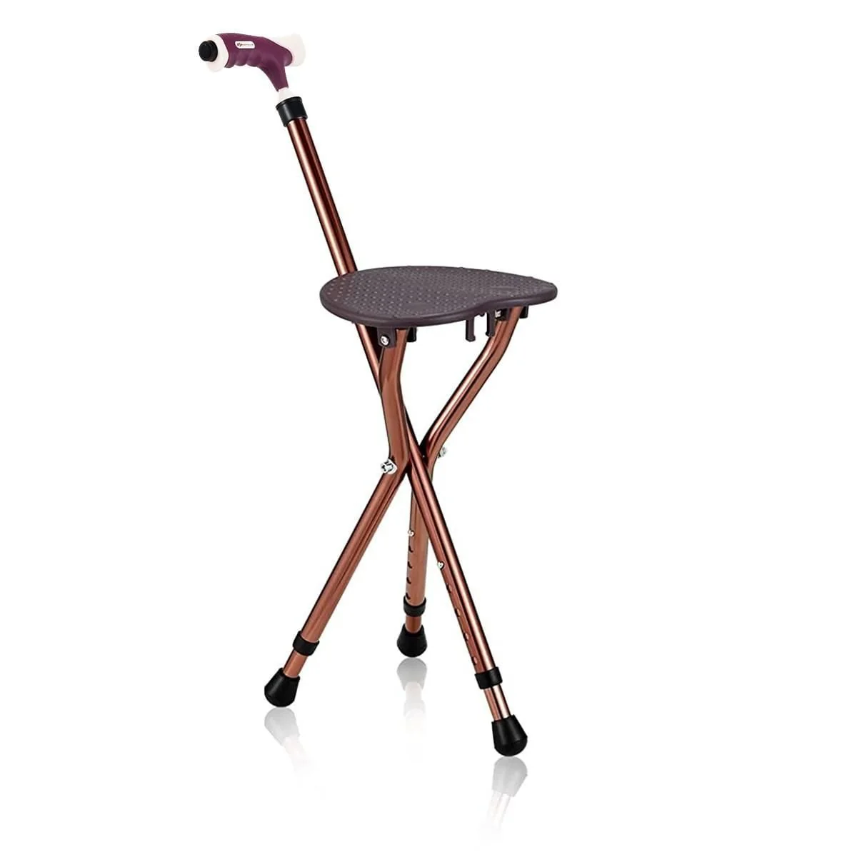 Adjustable Folding Cane Seat, Lightweight, Brown