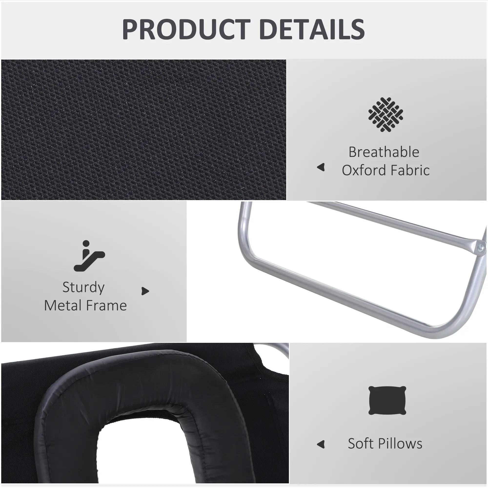 Adjustable Folding Chaise Lounge, Outdoor Tanning Chair, Black - Image 6