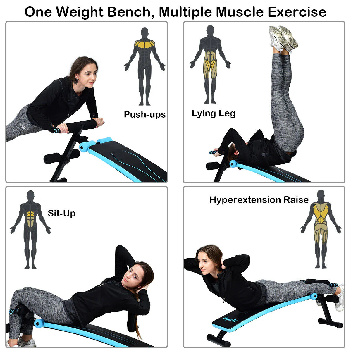 Adjustable Folding Weight Bench, Sit-Up Board, Blue - Image 10