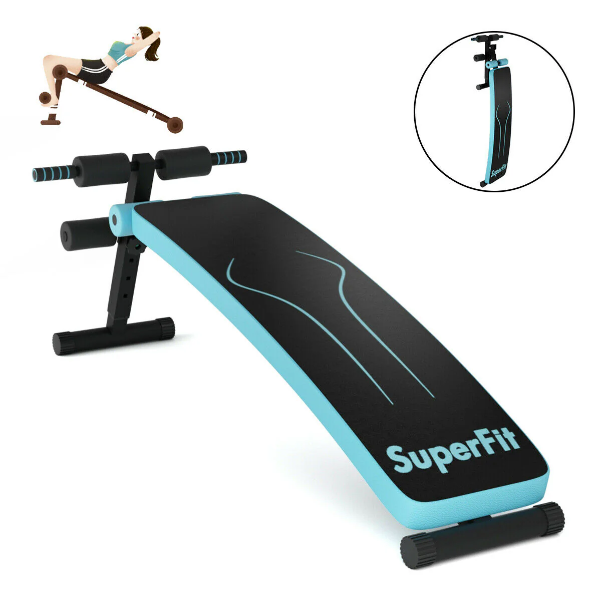 Adjustable Folding Weight Bench, Sit-Up Board, Blue - Image 5