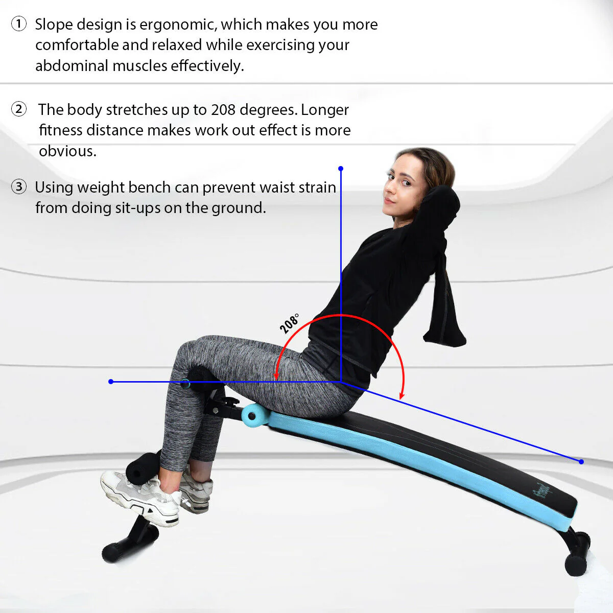 Adjustable Folding Weight Bench, Sit-Up Board, Blue - Image 7