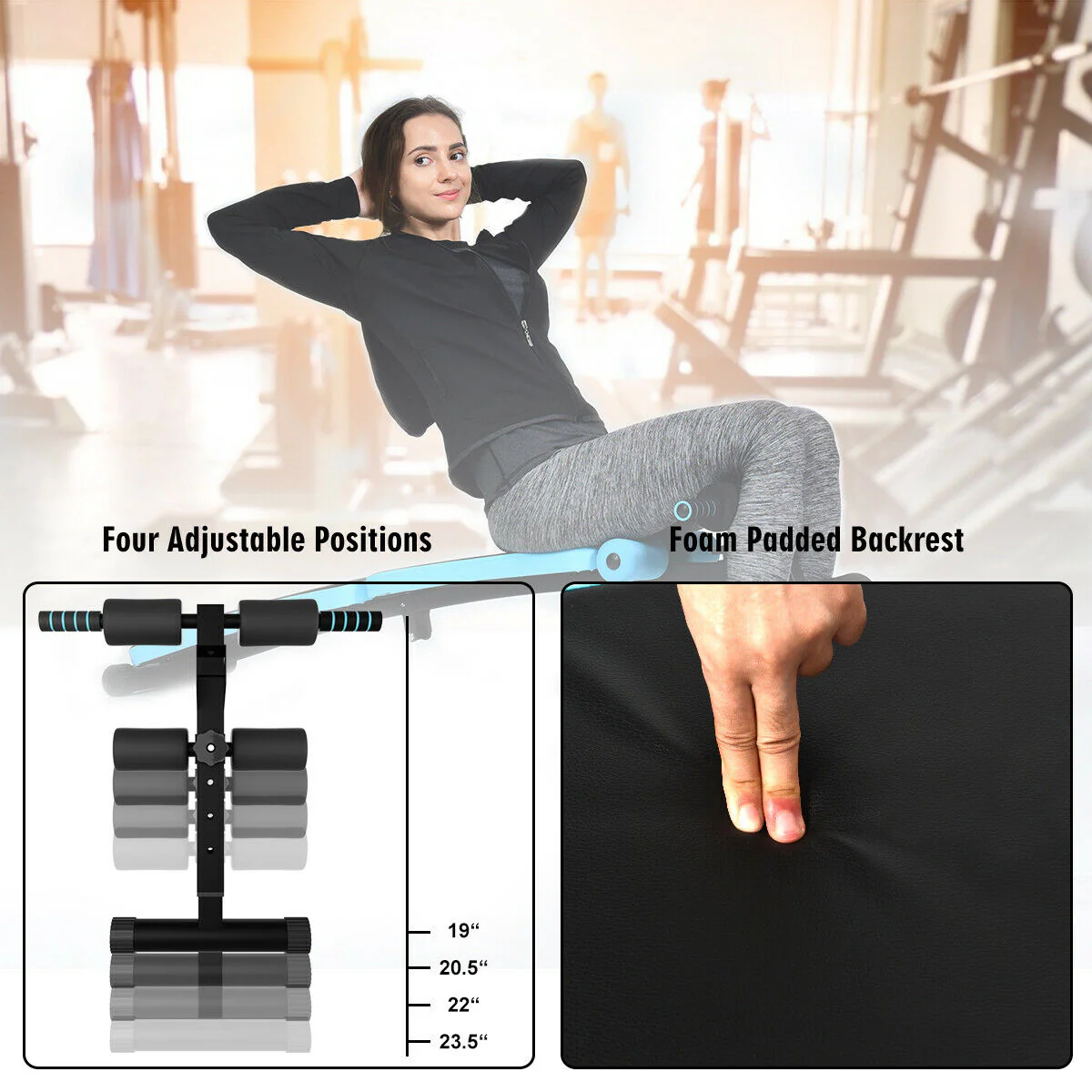 Adjustable Folding Weight Bench, Sit-Up Board, Blue - Image 9