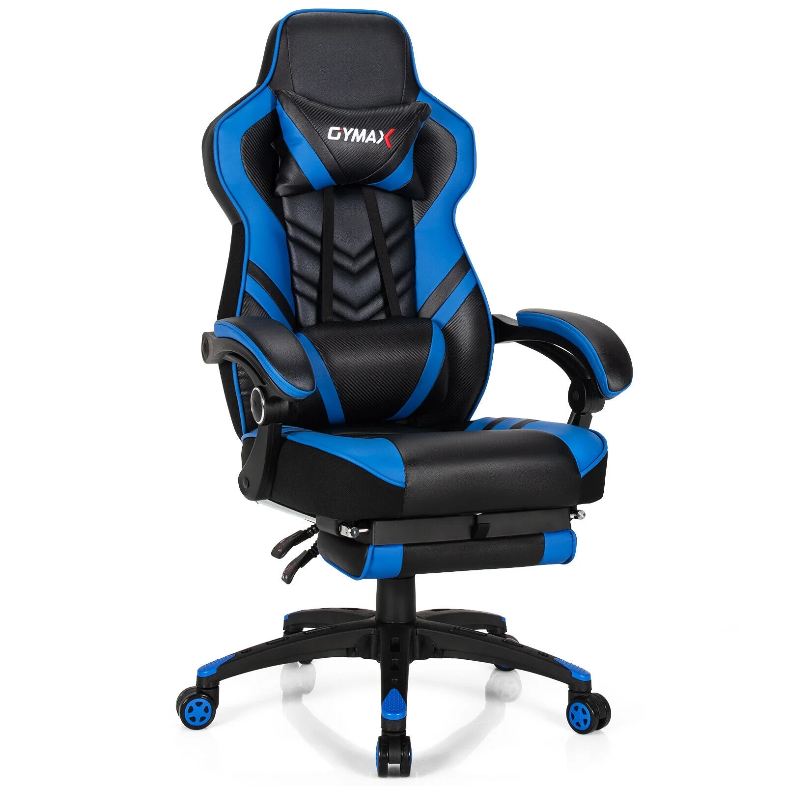 Adjustable Gaming Chair With Footrest, Blue