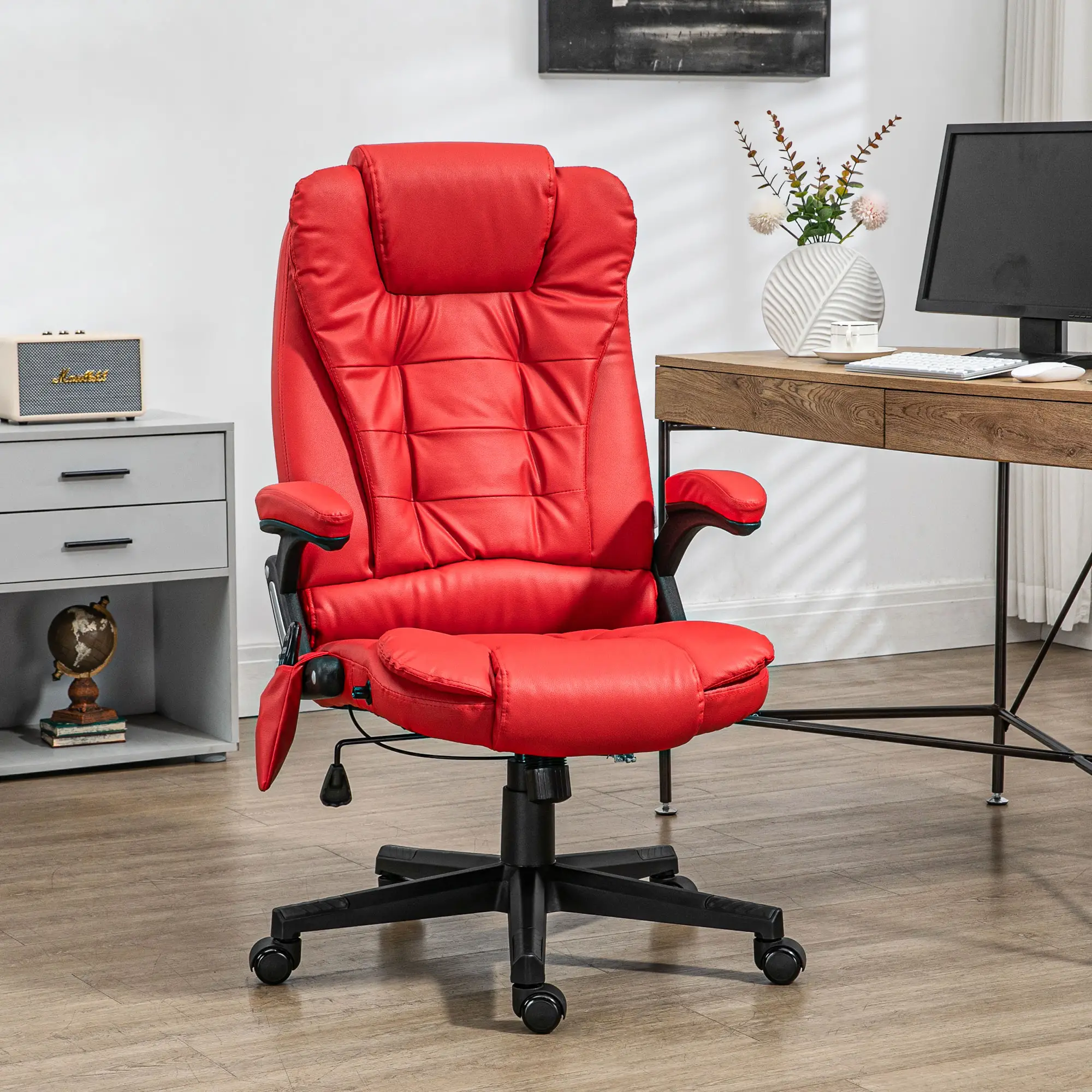 Adjustable Heated Ergonomic Massage Office Chair, High Back Faux Leather - Image 10