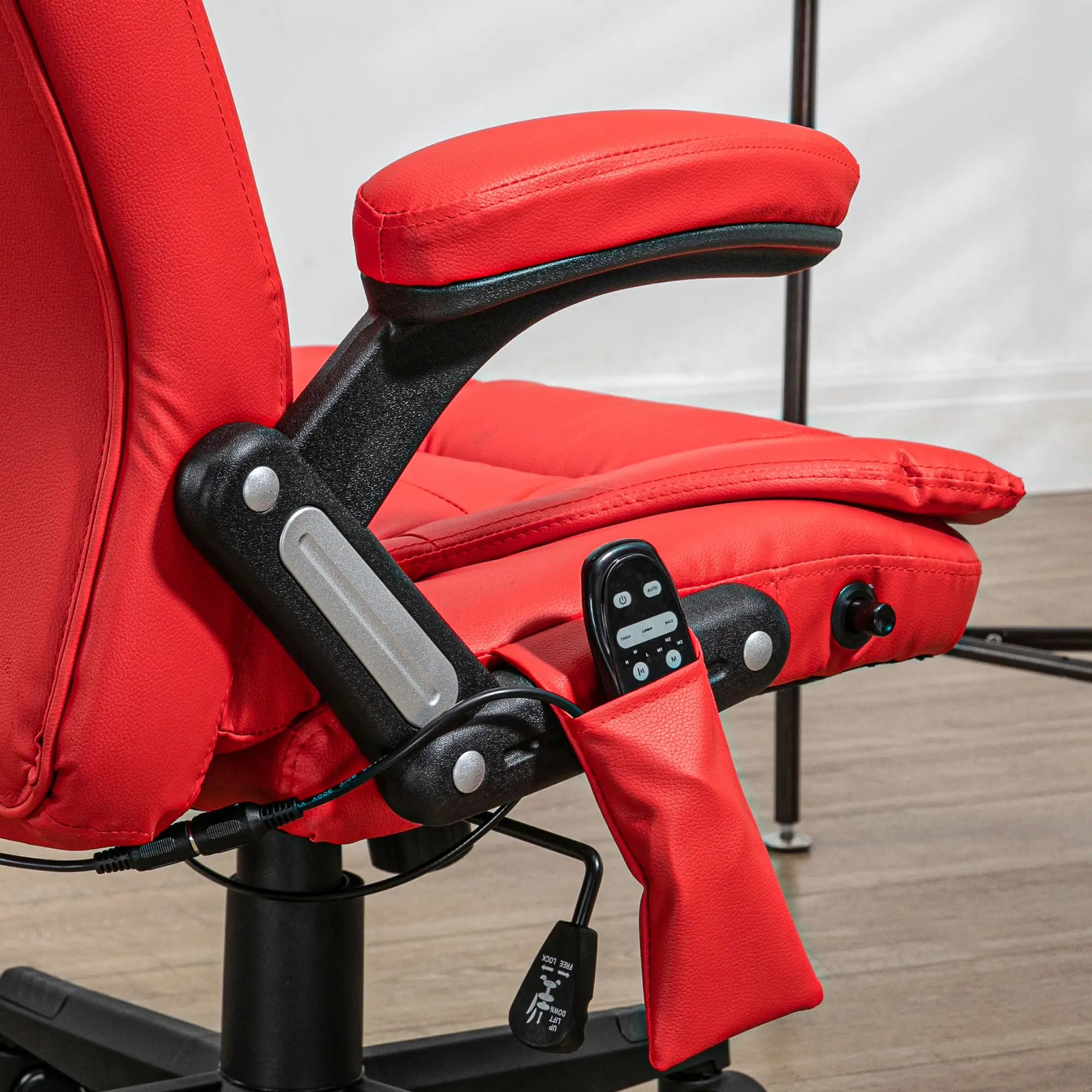 Adjustable Heated Ergonomic Massage Office Chair, High Back Faux Leather - Image 8