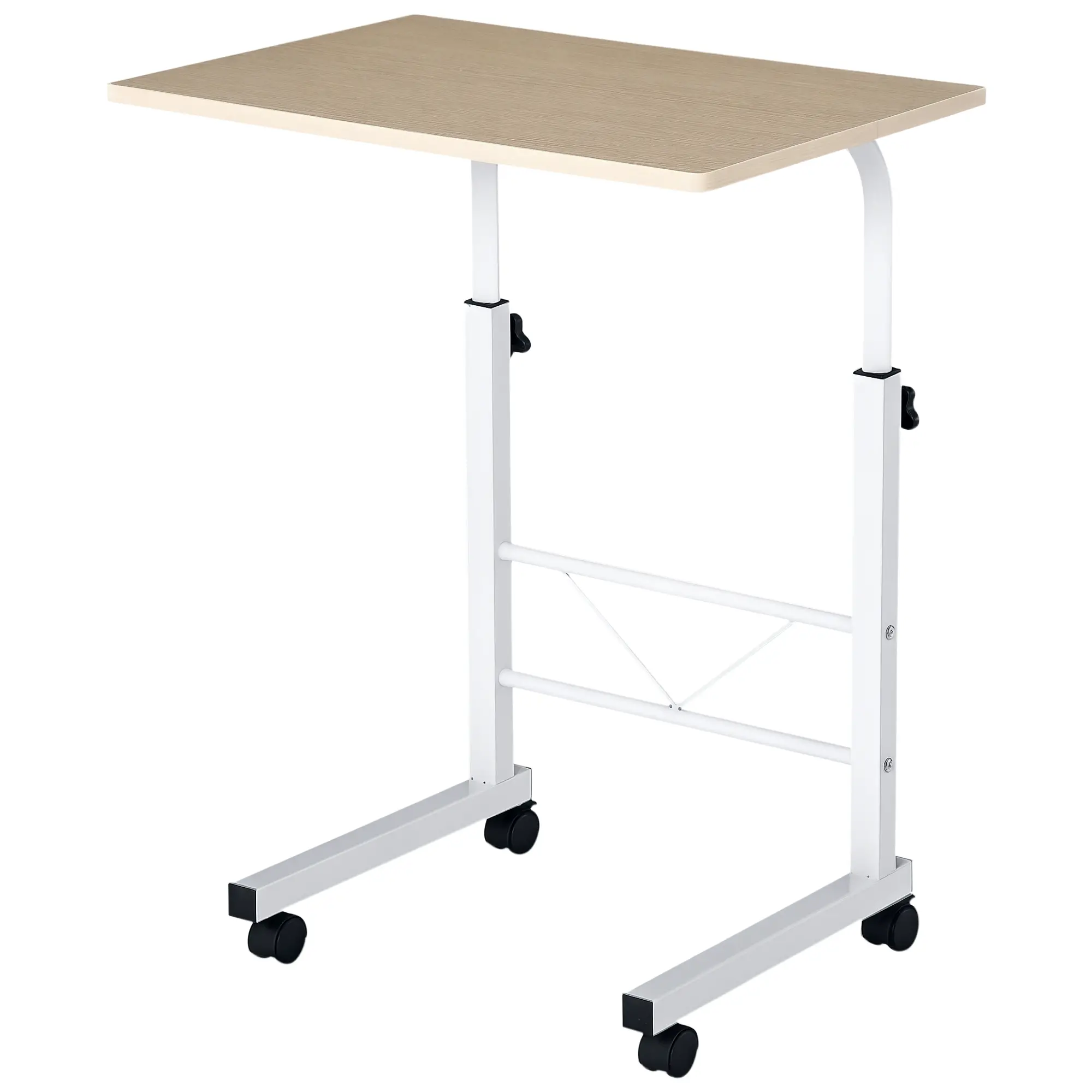 Adjustable Height Mobile Standing Desk, 23.5 Inch, Natural Wood