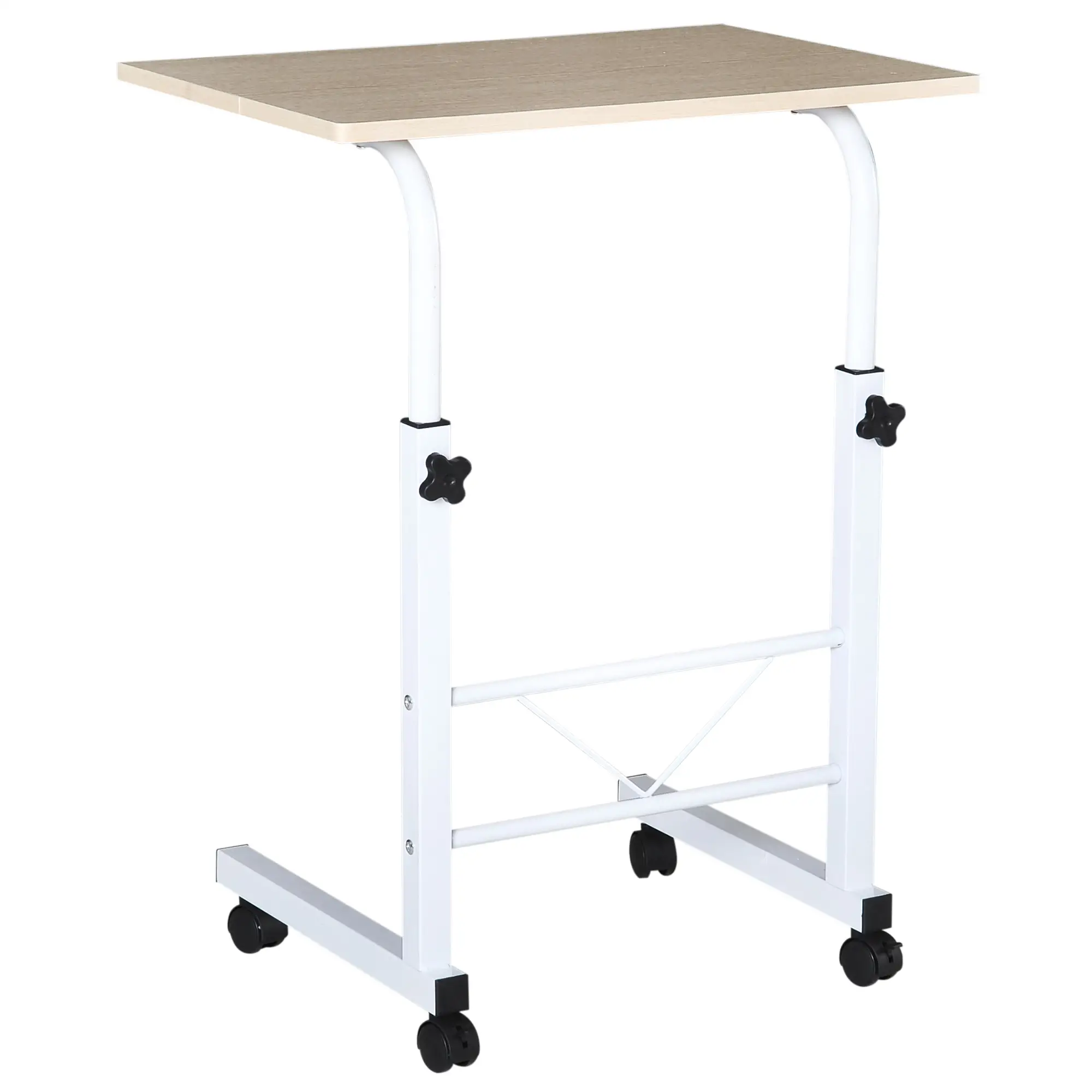 Adjustable Height Mobile Standing Desk, 23.5 Inch, Natural Wood - Image 11