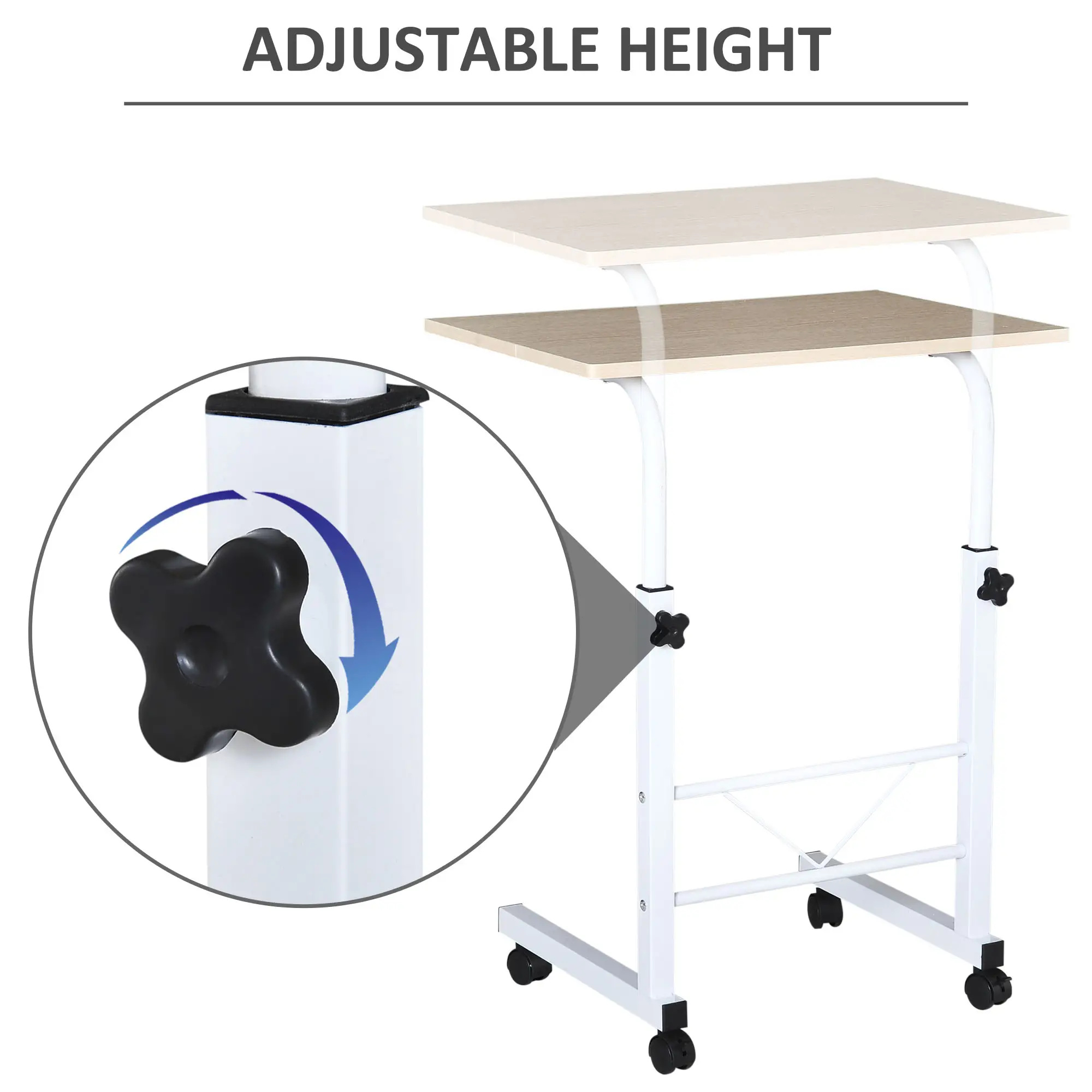 Adjustable Height Mobile Standing Desk, 23.5 Inch, Natural Wood - Image 5